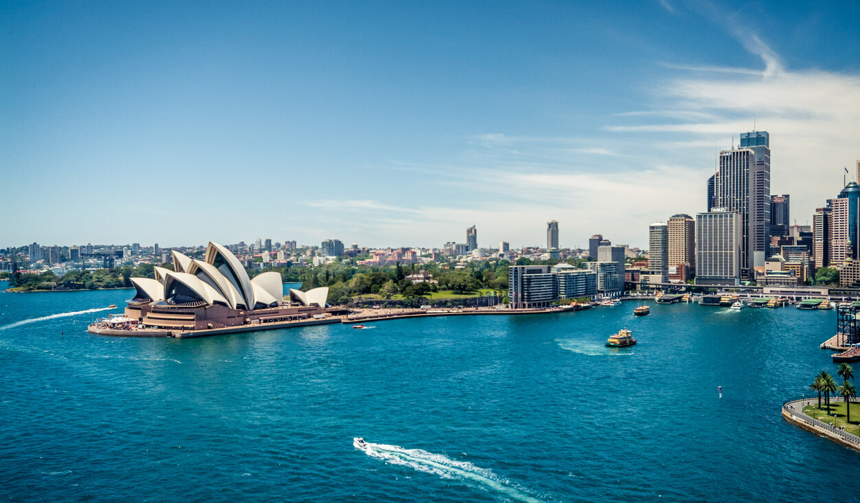 The Sydney Opera house and skyline.