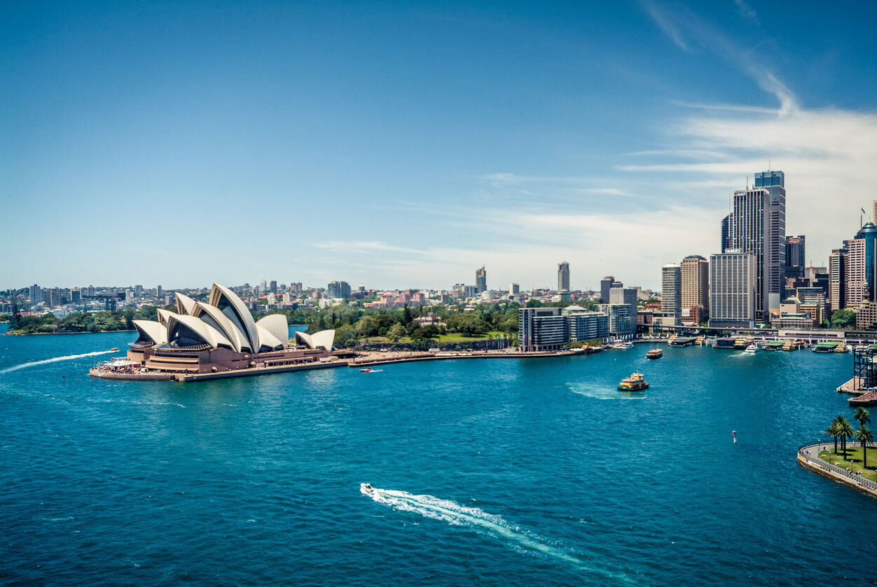 The Sydney Opera house and skyline.
