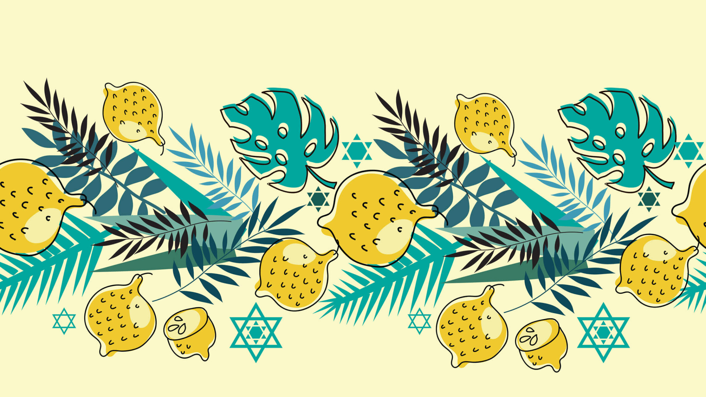 Jews celebrate Sukkot with the <i>arba minim</i>, a group of four plants bound together with straw: the <i>lulav</i> (palm frond), <i>etrog</i> (citron), <i>hadassim</i> (myrtle), and <i>aravot</i> (willow). The plants symbolize the various fruits of the earth but also the different kinds of people integral to a strong community.