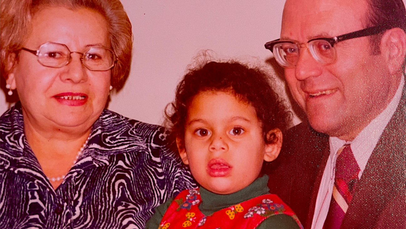 Kyla Kupferstein Torres with her grandparents in 1975