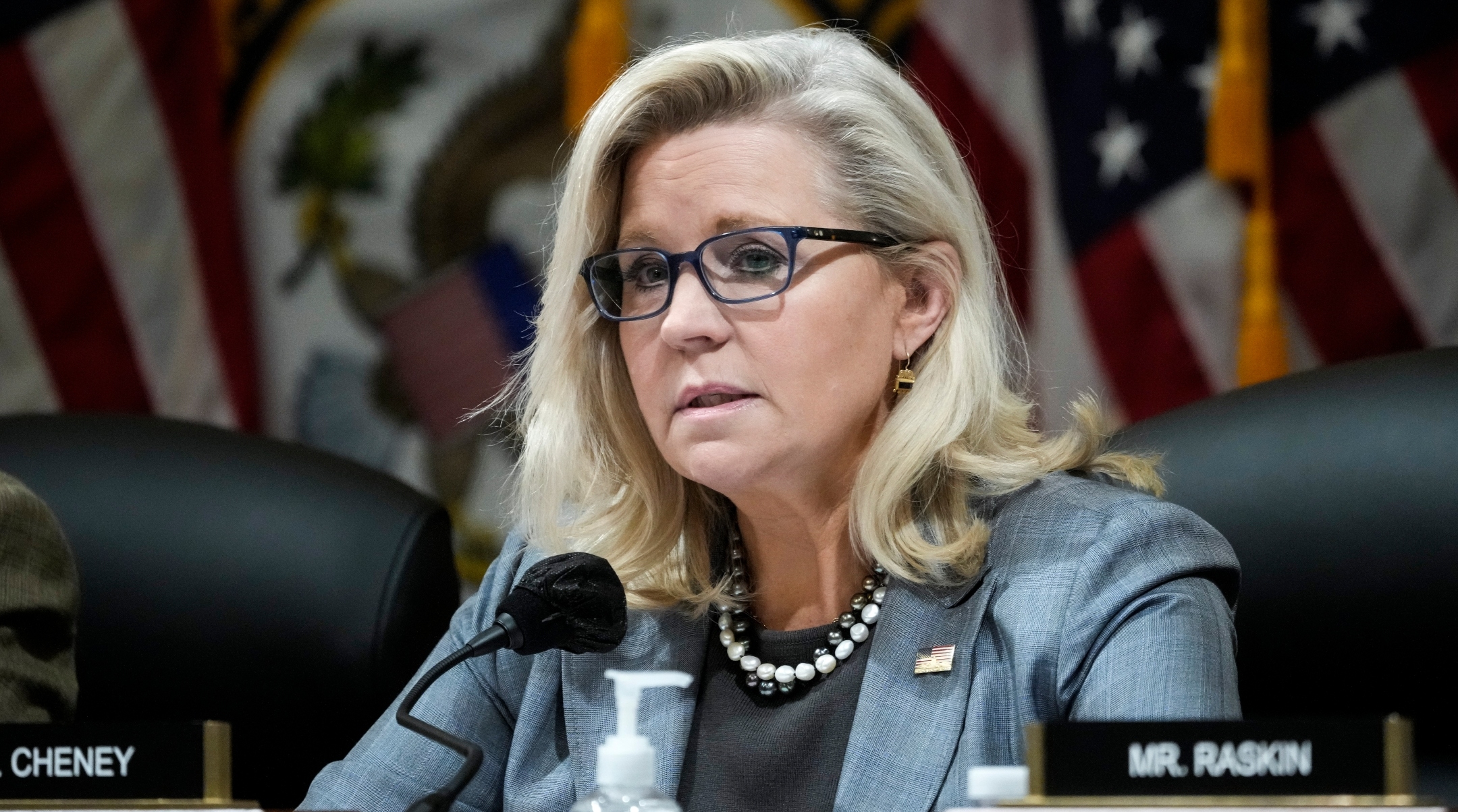 Rep. Liz Cheney speaks during a Select Committee to Investigate the Jan. 6 Attack on the U.S. Capitol meeting on Capitol Hill, March 28, 2022. (Drew Angerer/Getty Images)