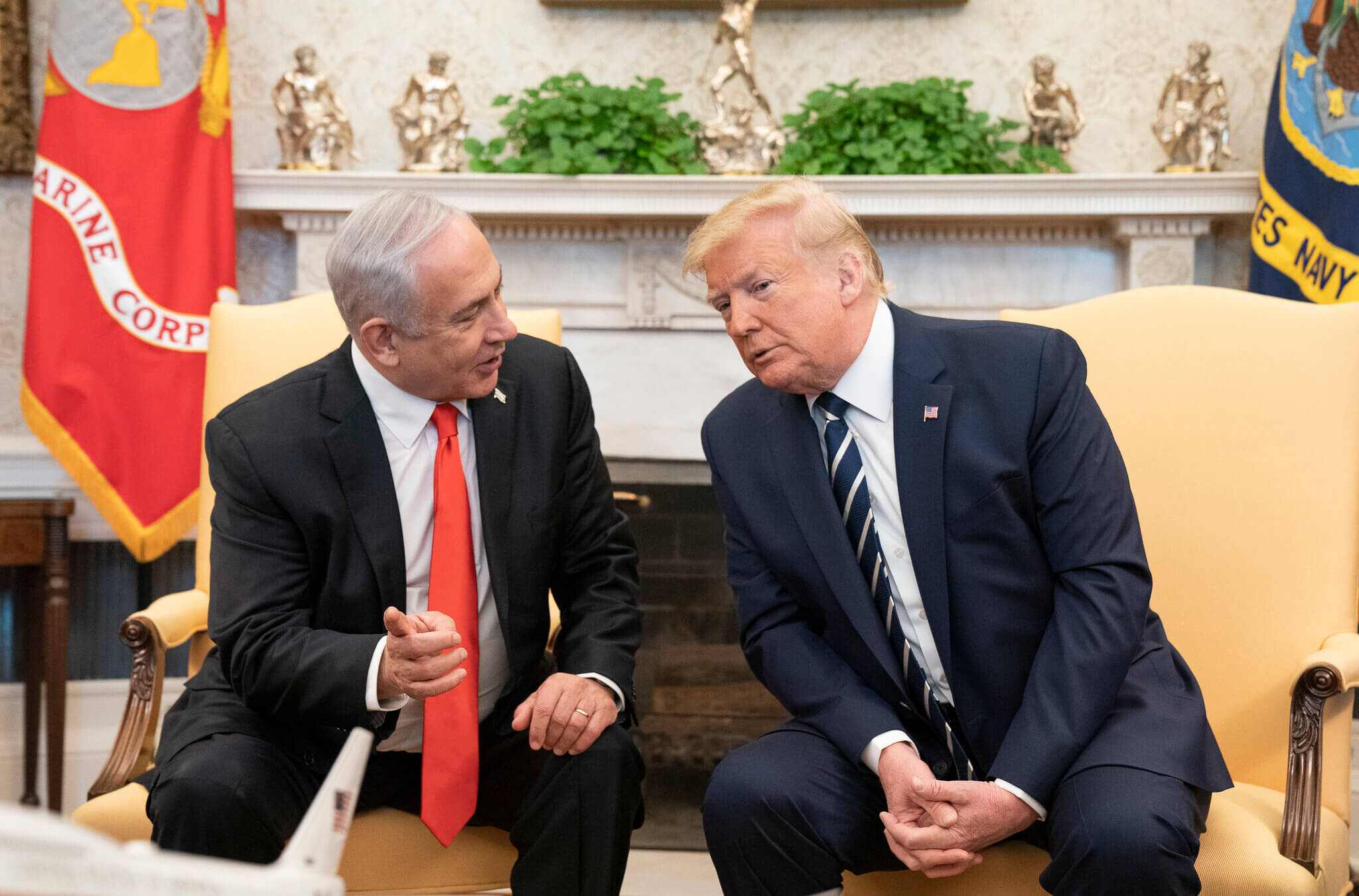 President Donald J. Trump participates in a bilateral meeting with Israeli Prime Minister Benjamin Netanyahu in the Oval Office on Jan. 27, 2020.