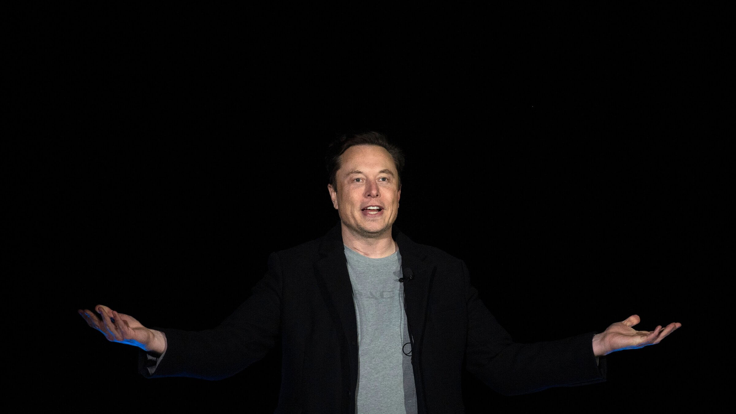 Elon Musk at a SpaceX presentation. 
