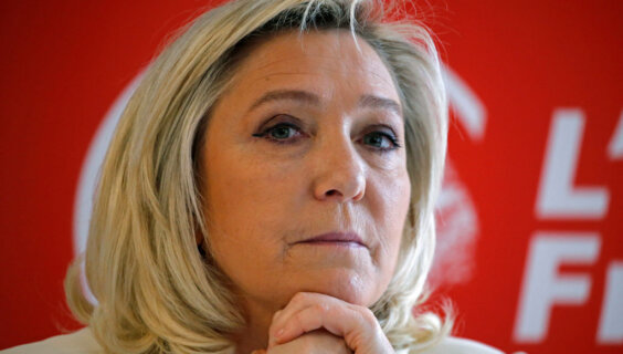 Marine Le Pen at a news conference on March 22, 2021 in Paris, France.