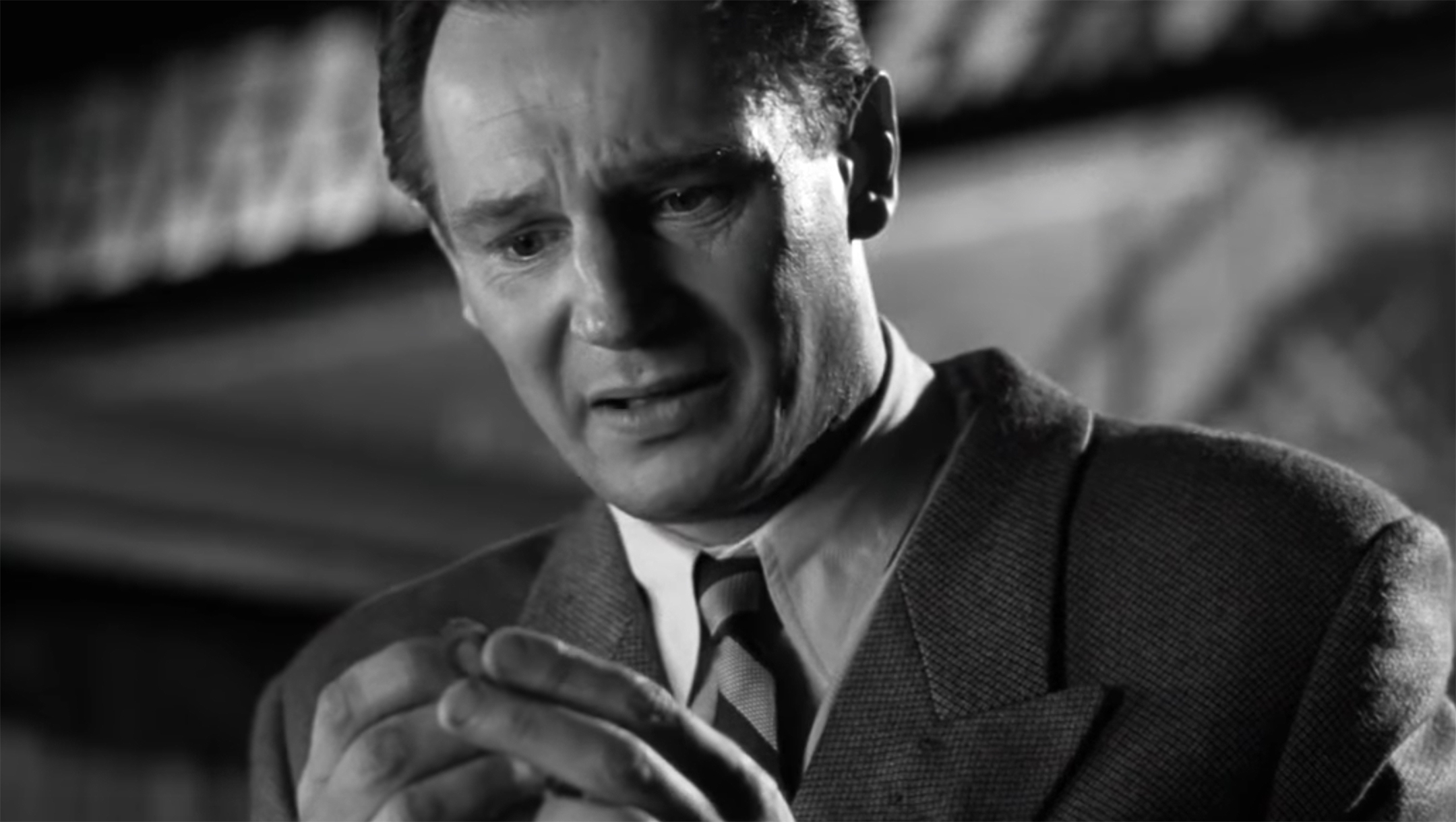 Actor Liam Neeson portrays Oskar Schindler in “Schindler’s List.” (Amblin Entertainment)