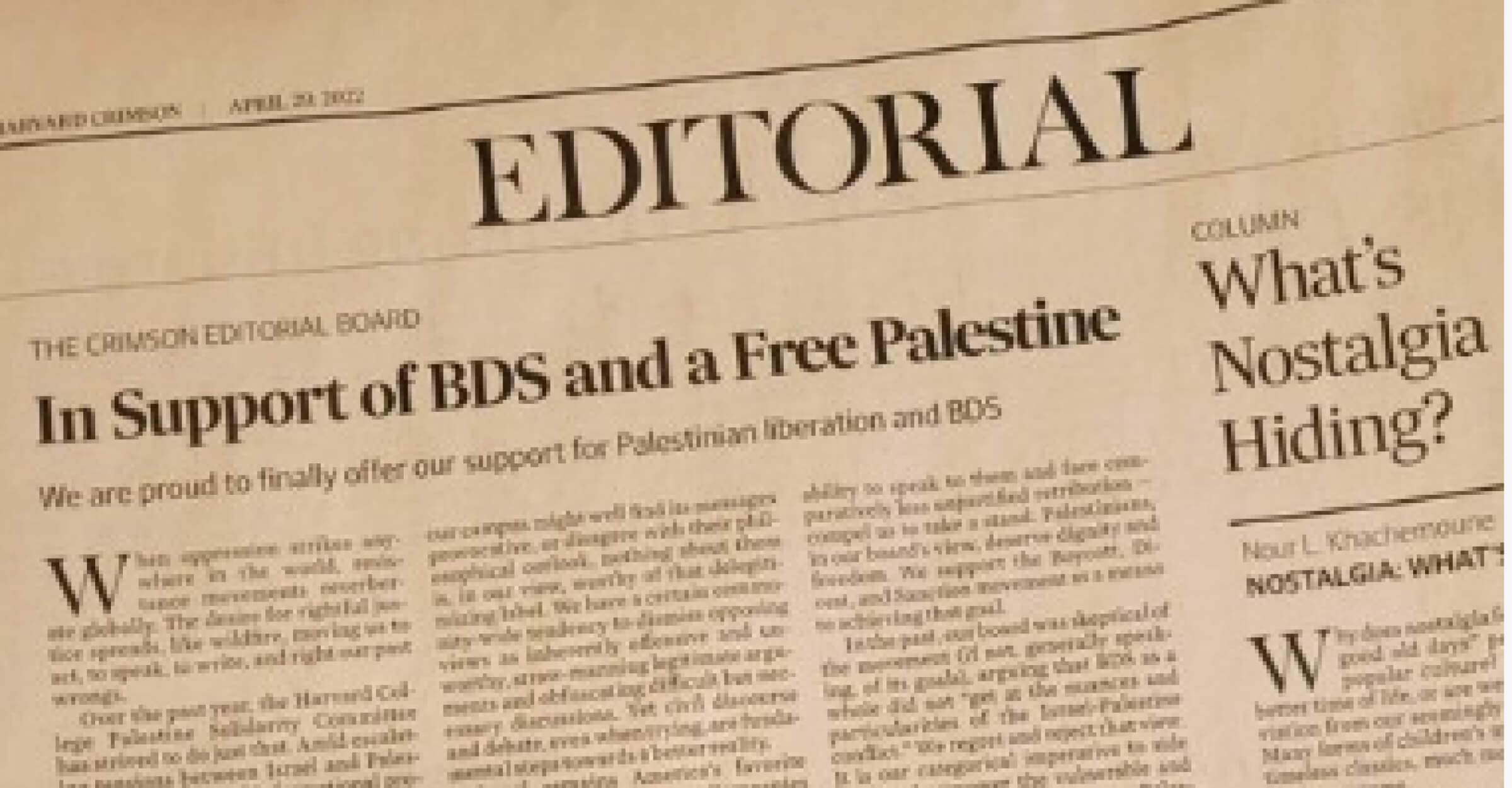 Harvard's student newspaper endorses BDS – The Forward