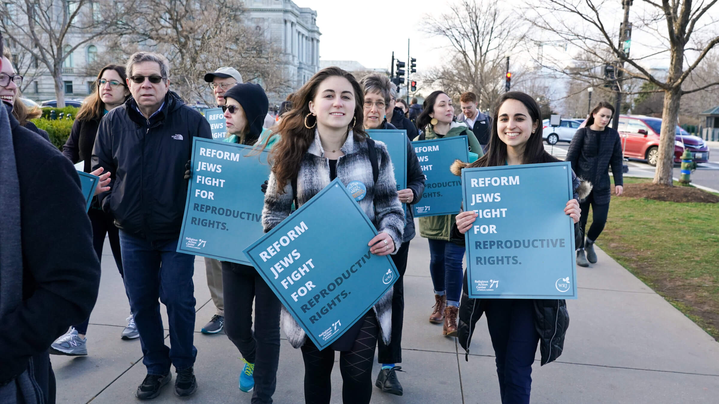Activists from the Religious Action Center of Reform Judaism and the National Council of Jewish Women attend a demonstration outside the Supreme Court in early 2020.