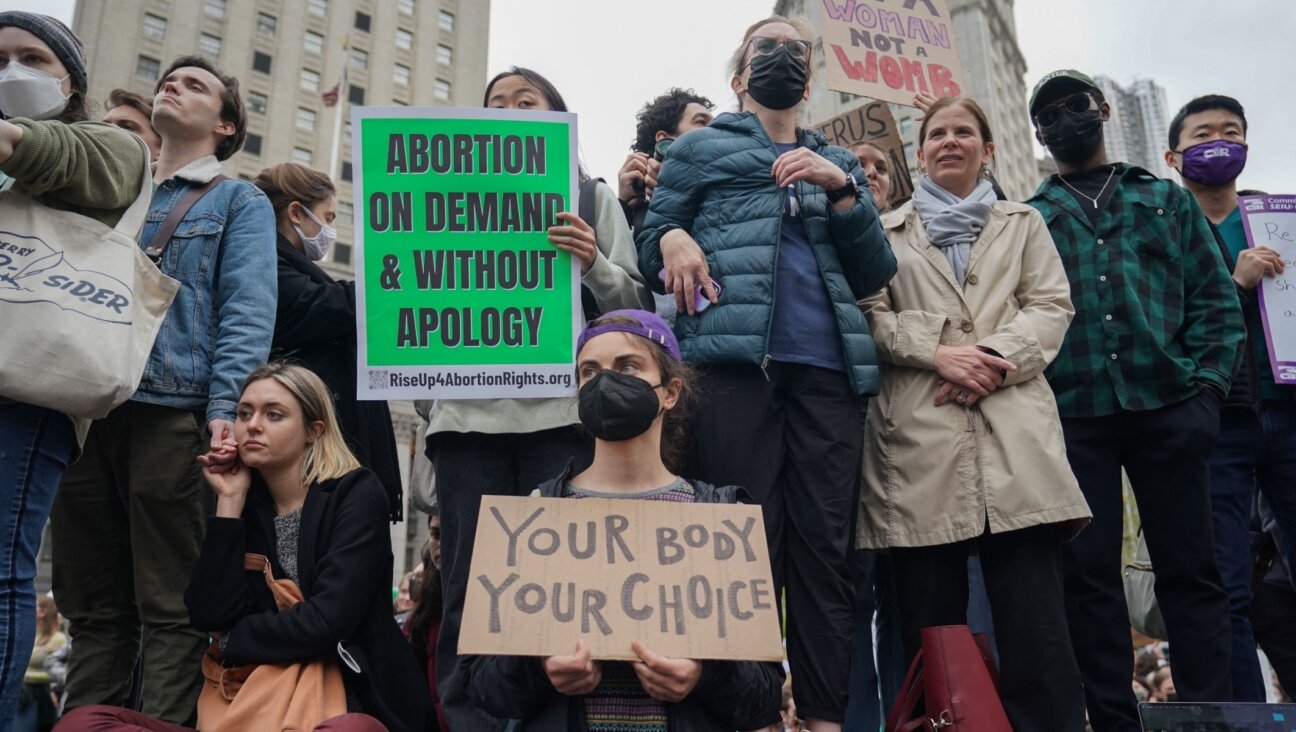 People protest in reaction to the leak of the Supreme Court draft abortion ruling, in New York City, May 3, 2022. (Bryan R. Smith/AFP via Getty Images)