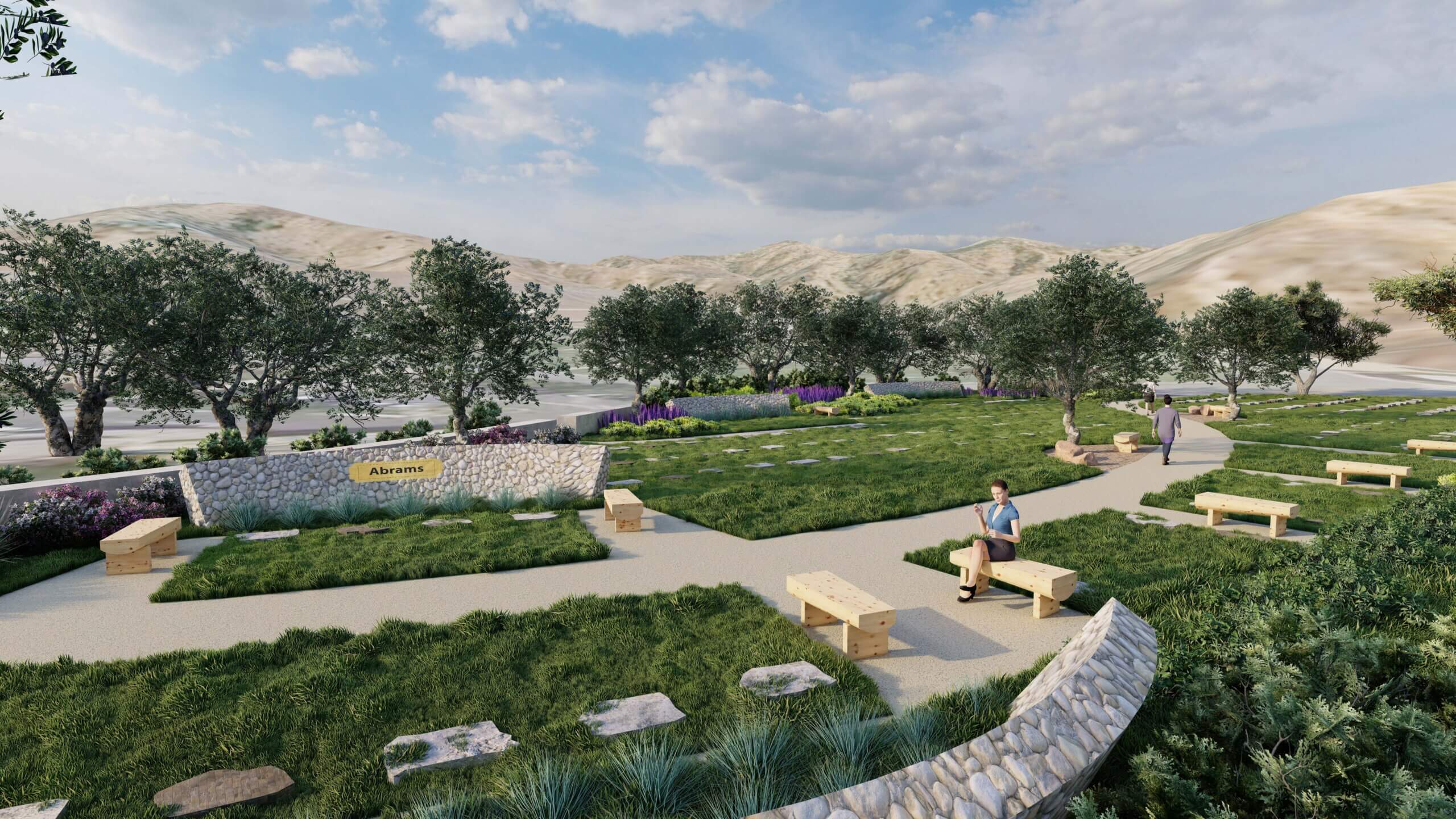 A rendering of the planned natural burial area at Sinai Memorial Park in Simi Valley, which will feature drought-tolerant landscaping.