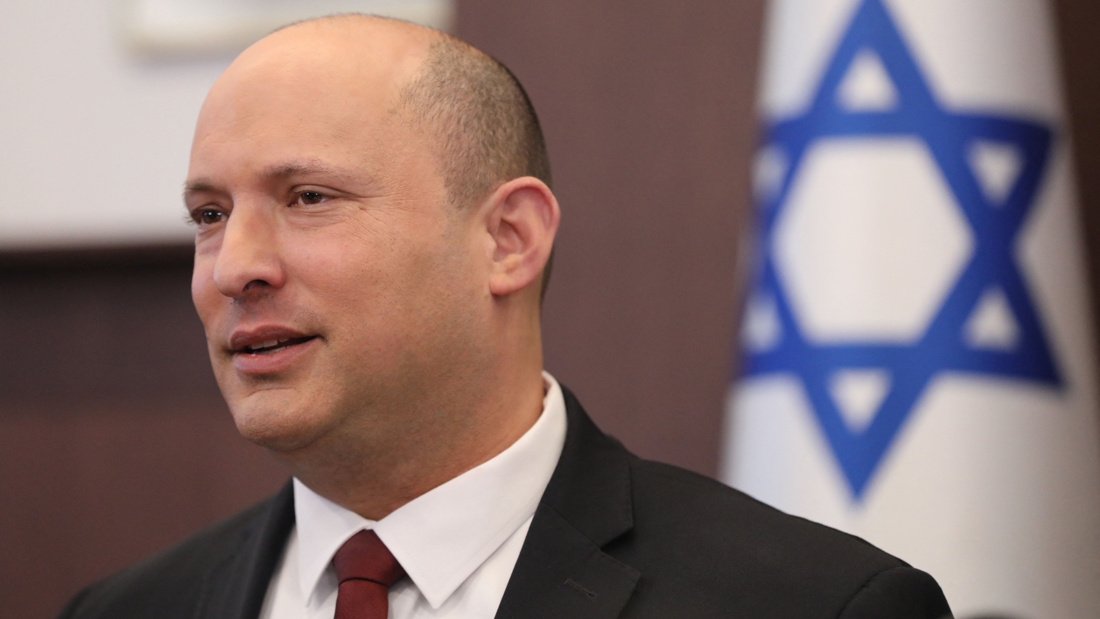 Israeli Prime Minister Naftali Bennett attends a cabinet meeting at the Prime Minister’s office in Jerusalem, March 27, 2022. (Abir Sultan/Pool/AFP via Getty Images)