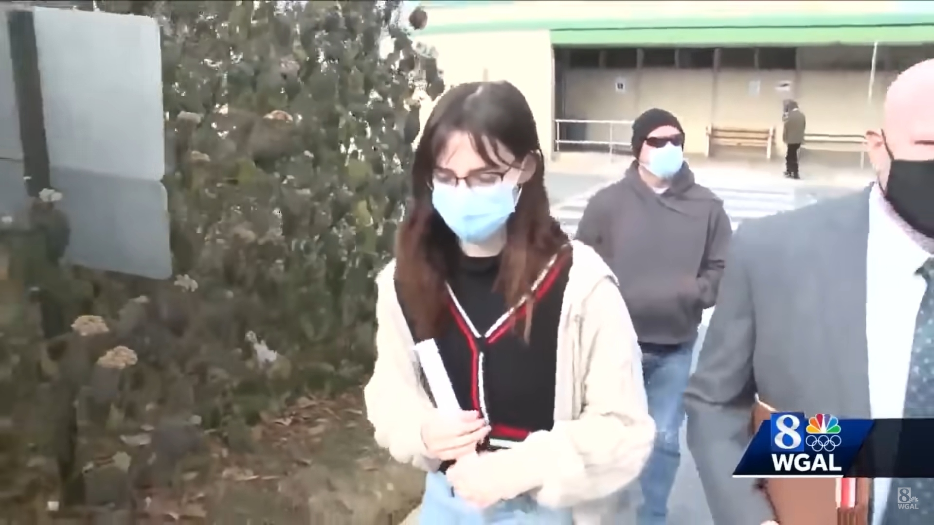 Riley Williams, one of the accused Jan. 6 insurrectionists, appears outside the federal courthouse in Harrisburg, Pennsylvania, Jan. 26, 2021. (WGAL/YouTube)