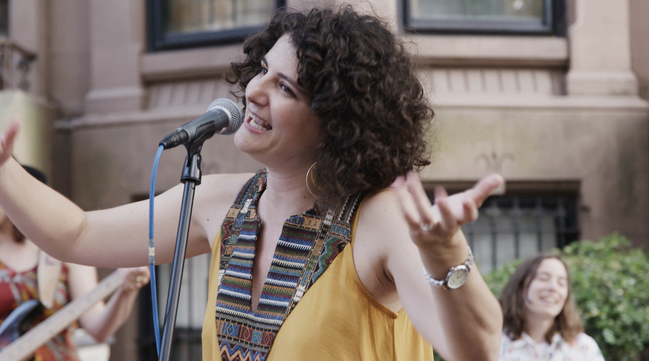 Musician Laura Elkeslassy performs songs from her album, “Ya Ghorbati: Divas in Exile,” in Brooklyn in June 2021. (Courtesy)