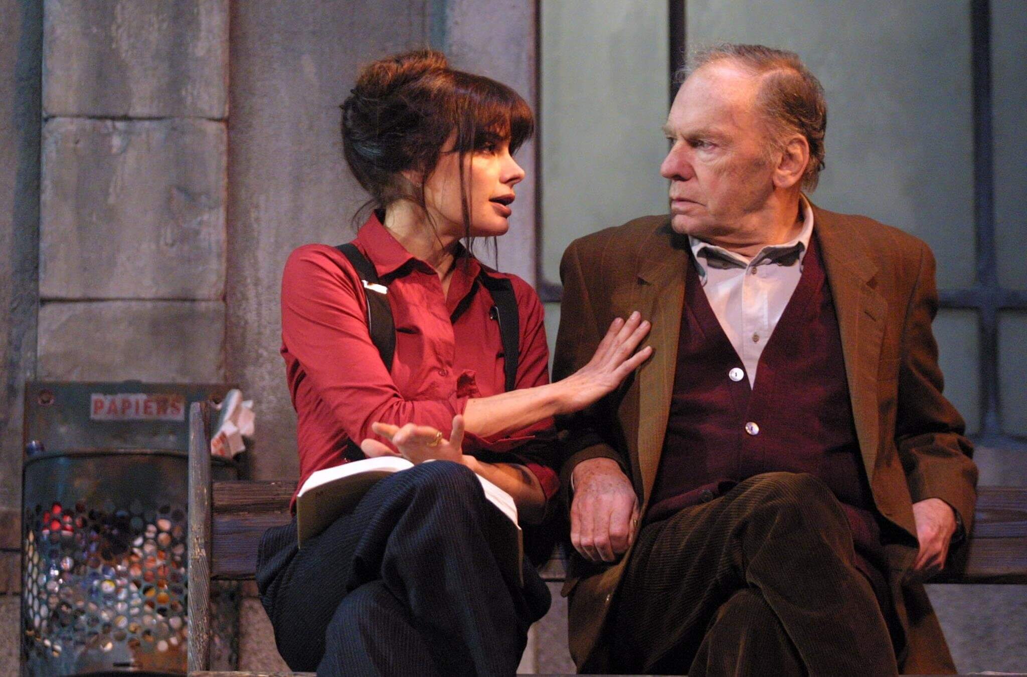 French actor Jean-Louis Trintignant and his daughter Marie rehearse the play "Comédie sur un quai de gare" in 2001.