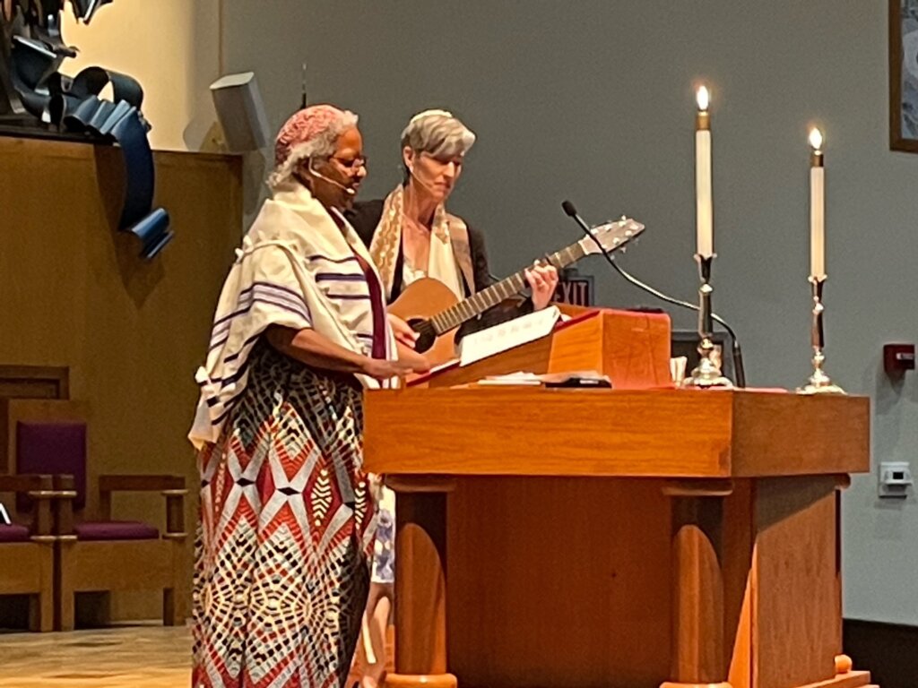 Community Chaplain Sabrina Sojourner and Cantor Susan Bortnick blend traditions for the Juneteenth Celebration at Washington Hebrew Congregation in Washington, D.C.