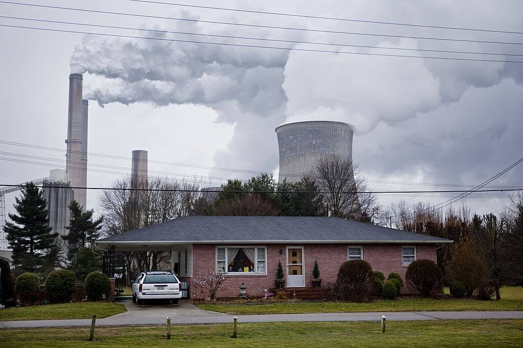 The stacks from the Gavin coal burning power plant dwarf a small nearby home on February 4, 2012 in Cheshire, Ohio.  