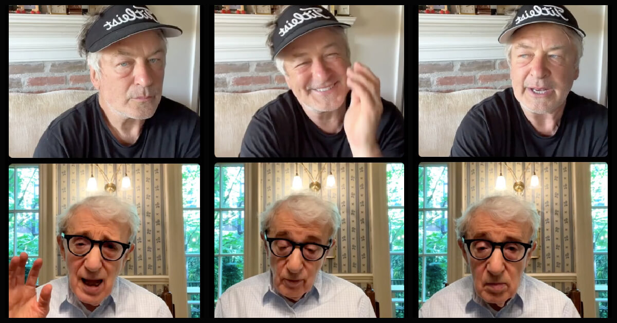 Alec Baldwin, in his Titleist visor, interviews Woody Allen, supposedly about his new book.