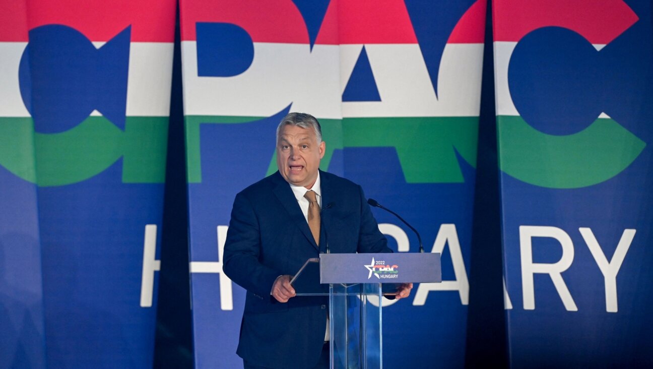 Hungarian Prime Minister Viktor Orban addresses a keynote speech during an extraordinary session of the Conservative Political Action Conference (CPAC) at the Balna cultural center of Budapest, May 19, 2022. (Attila Kisbenedek/AFP via Getty Images)