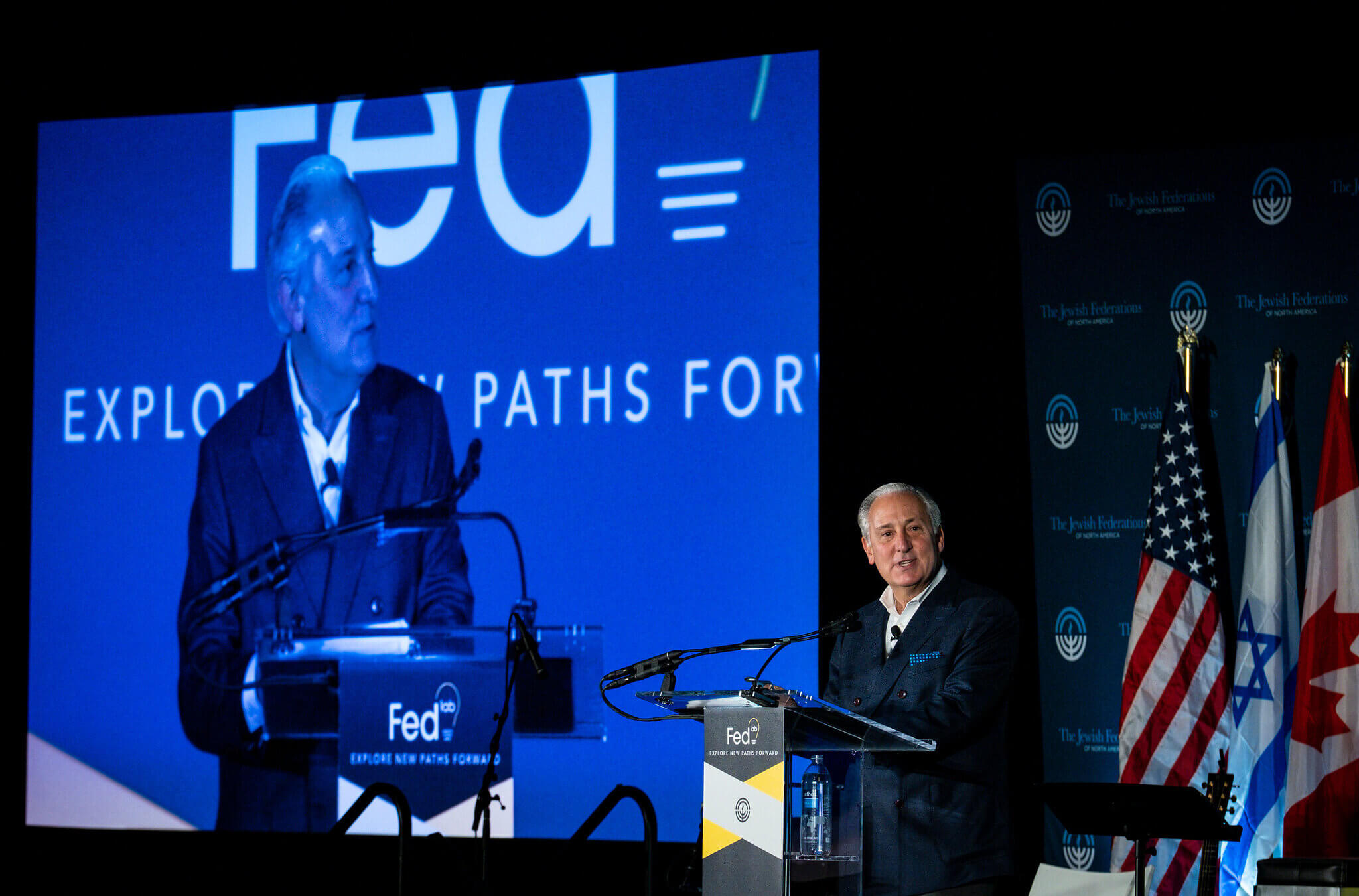 Eric Fingerhut, head of the Jewish Federations of North America, speaks at the organization’s 2019 conference. Fingerhut released a statement opposing the Supreme Court’s decision to overturn Roe v. Wade on Wednesday, nearly a month after the ruling was released.