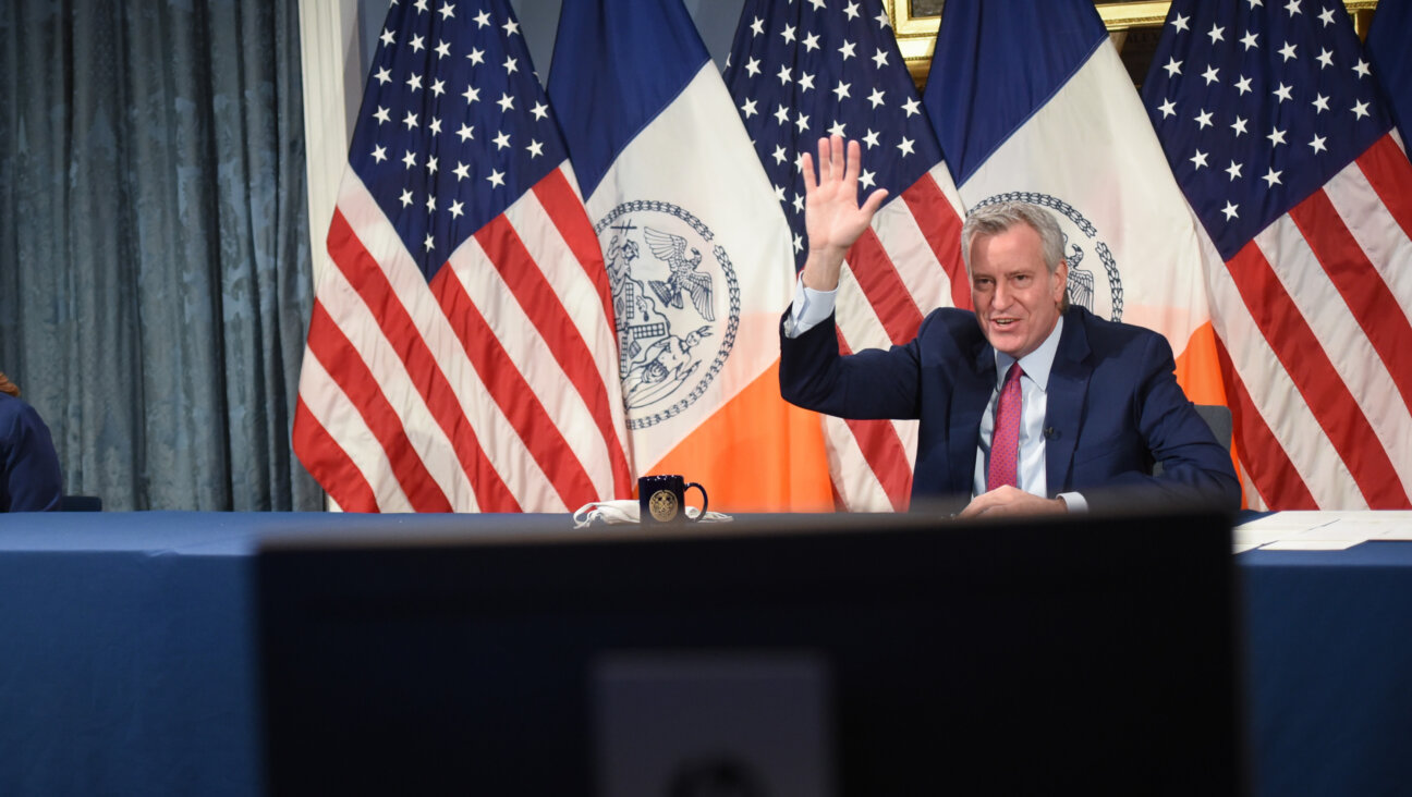 Mayor Bill de Blasio holds a media availability at City Hall on April 13, 2021. 
