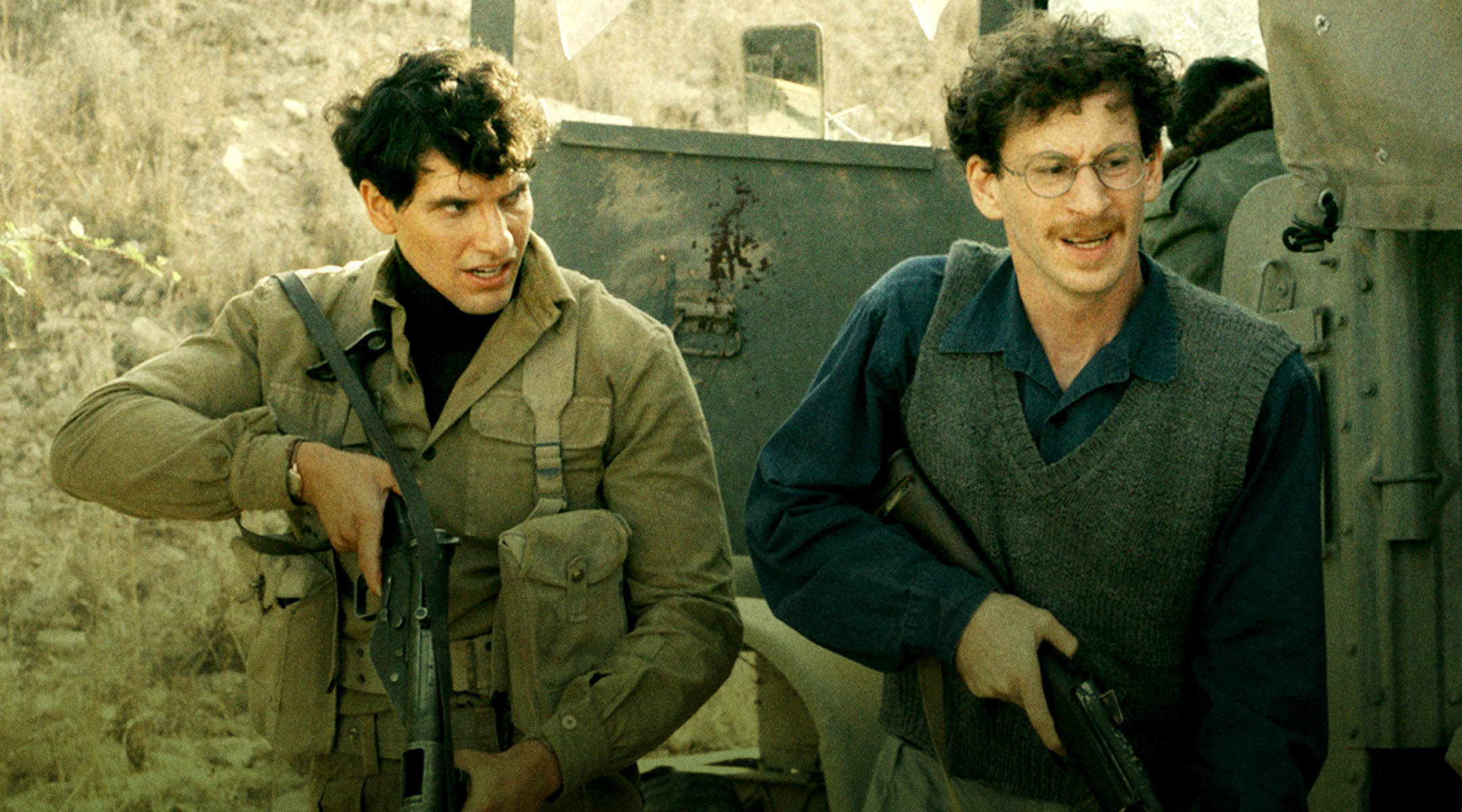 Actors playing Israeli soldiers guarding Kibbutz Nitzanim in the Israeli war film “Image of Victory.” (Netflix)