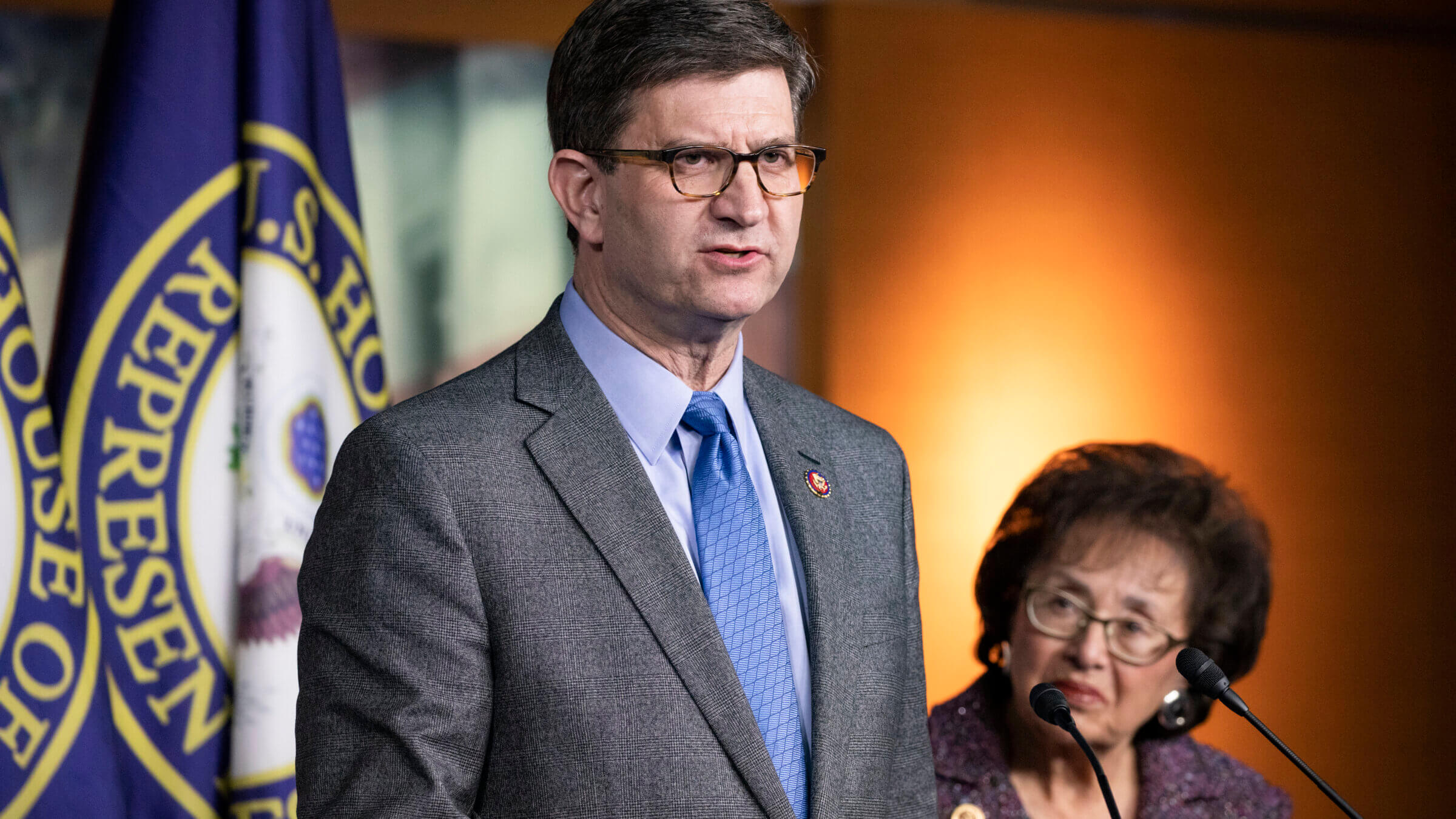 Rep. Brad Schneider (D-IL) speaks about his experiences during a trip to Israel and Auschwitz-Birkenau as part of a bipartisan delegation on Jan. 28, 2020. 
