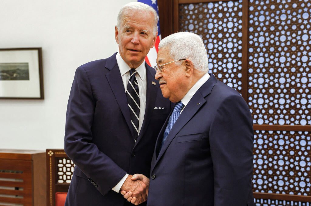 President Joe Biden met with Palestinian President Mahmoud Abbas on Friday in the occupied West Bank.