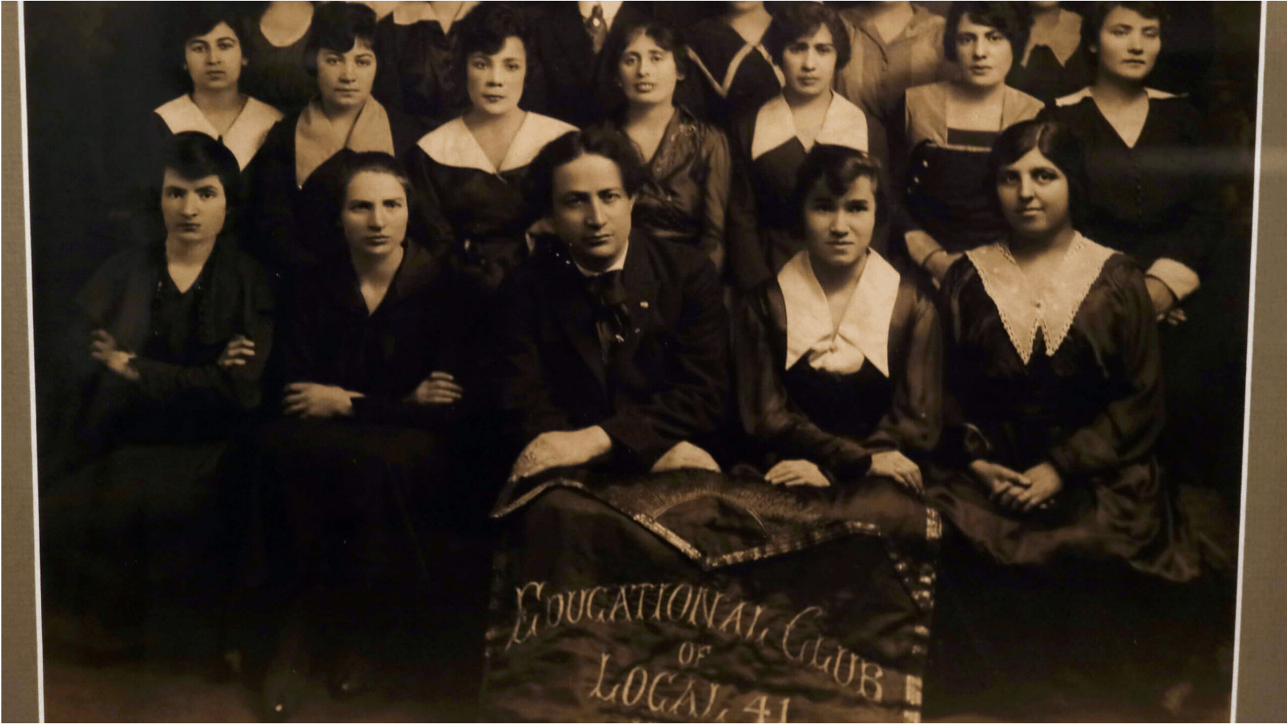 Jennifer Stern's grandmother (sitting, far right) with other members of her branch of the International Ladies Garment Workers Union, 1915