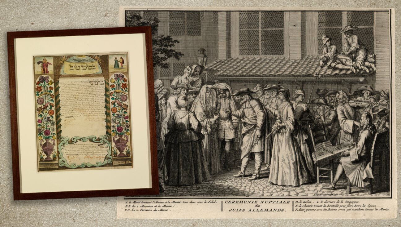 A trove of artifacts illuminate the history of Jewish weddings, including a ketubah (Jewish marriage contract) dating to 1729 from the Hague and pages from Bernard Picart’s 1741 tome, “Religious Ceremonies and Customs of All the Peoples of the World.” (Courtesy JTS Library)