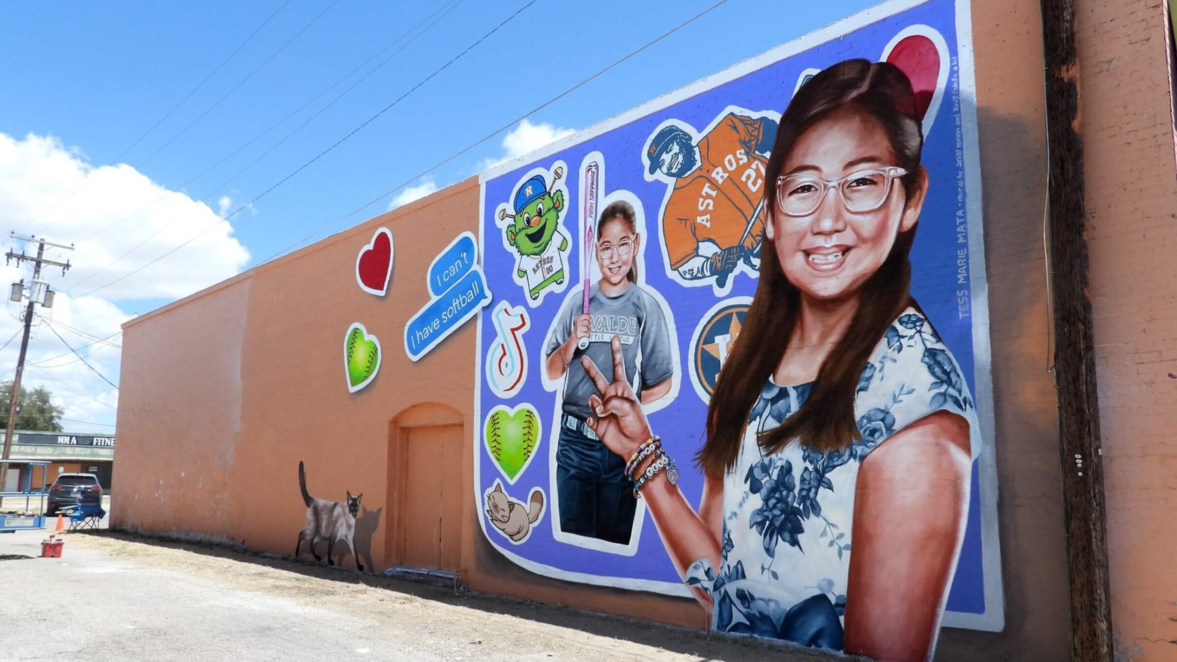 A mural painted by Anat Ronen in memory of Tess Mata in Uvalde, Texas.