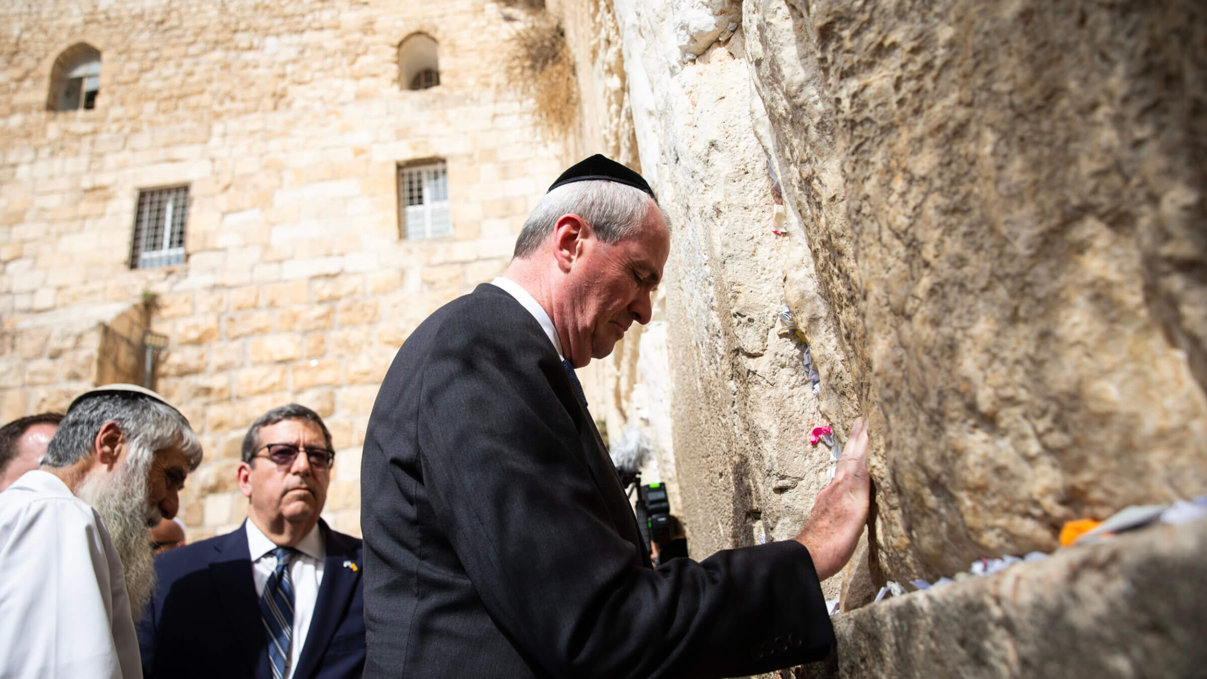 New Jersey Gov. Phil Murphy prays at the Western Wall on October 23, 2018.