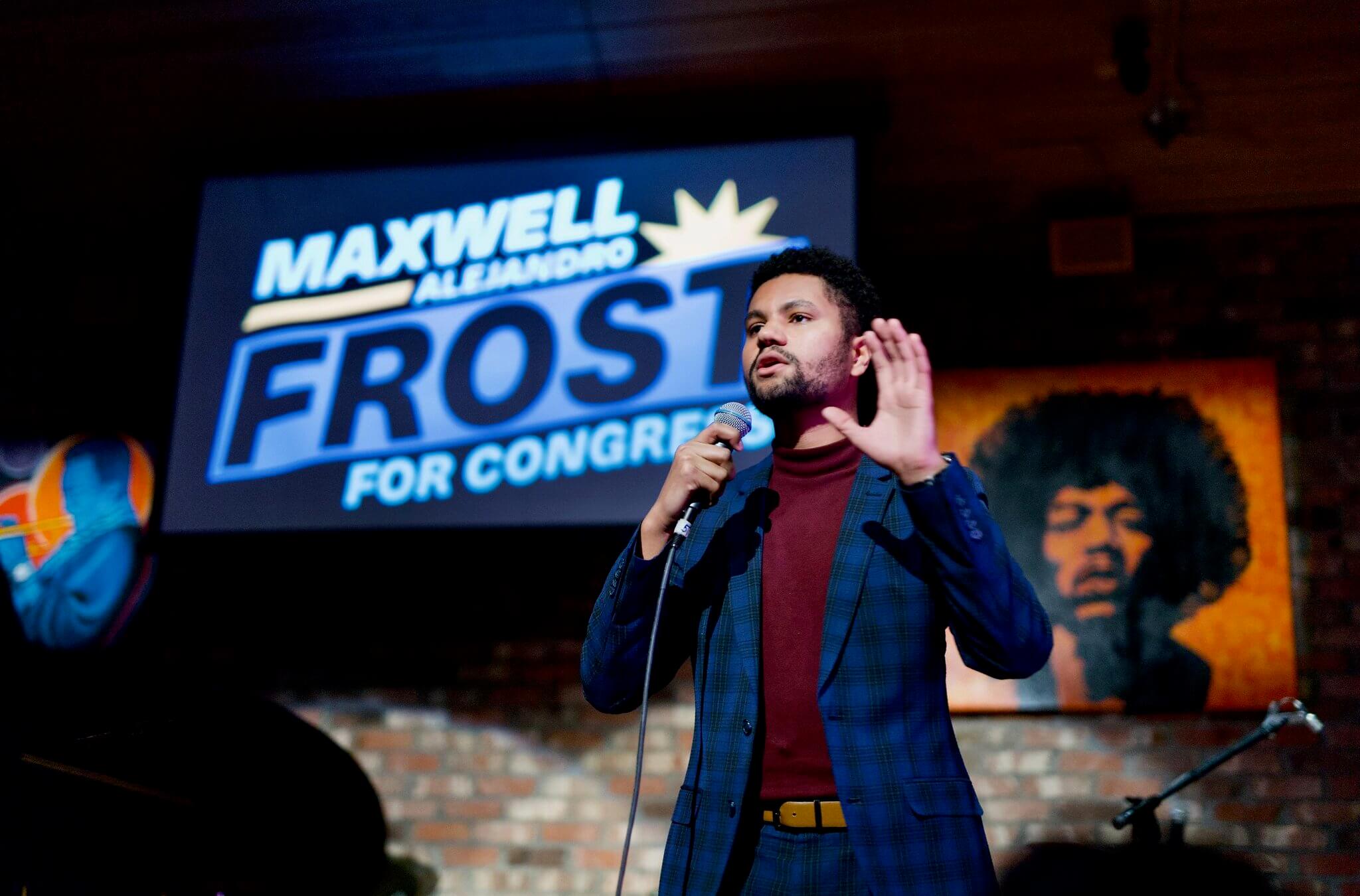 Maxwell Frost won the crowded Democratic primary in Florida’s 10th Congressional District on Tuesday. 