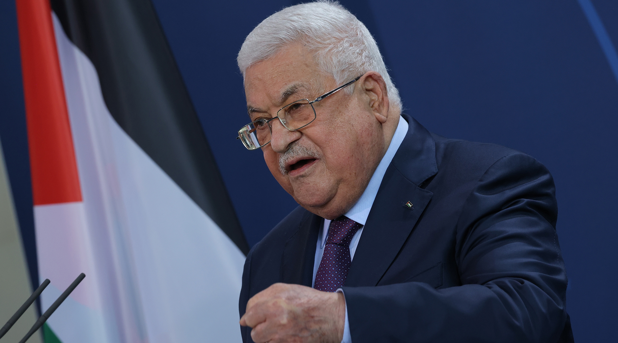 Palestinian Authority President Mahmoud Abbas speaks to the media in Berlin, Aug. 16, 2022. (Sean Gallup/Getty Images)