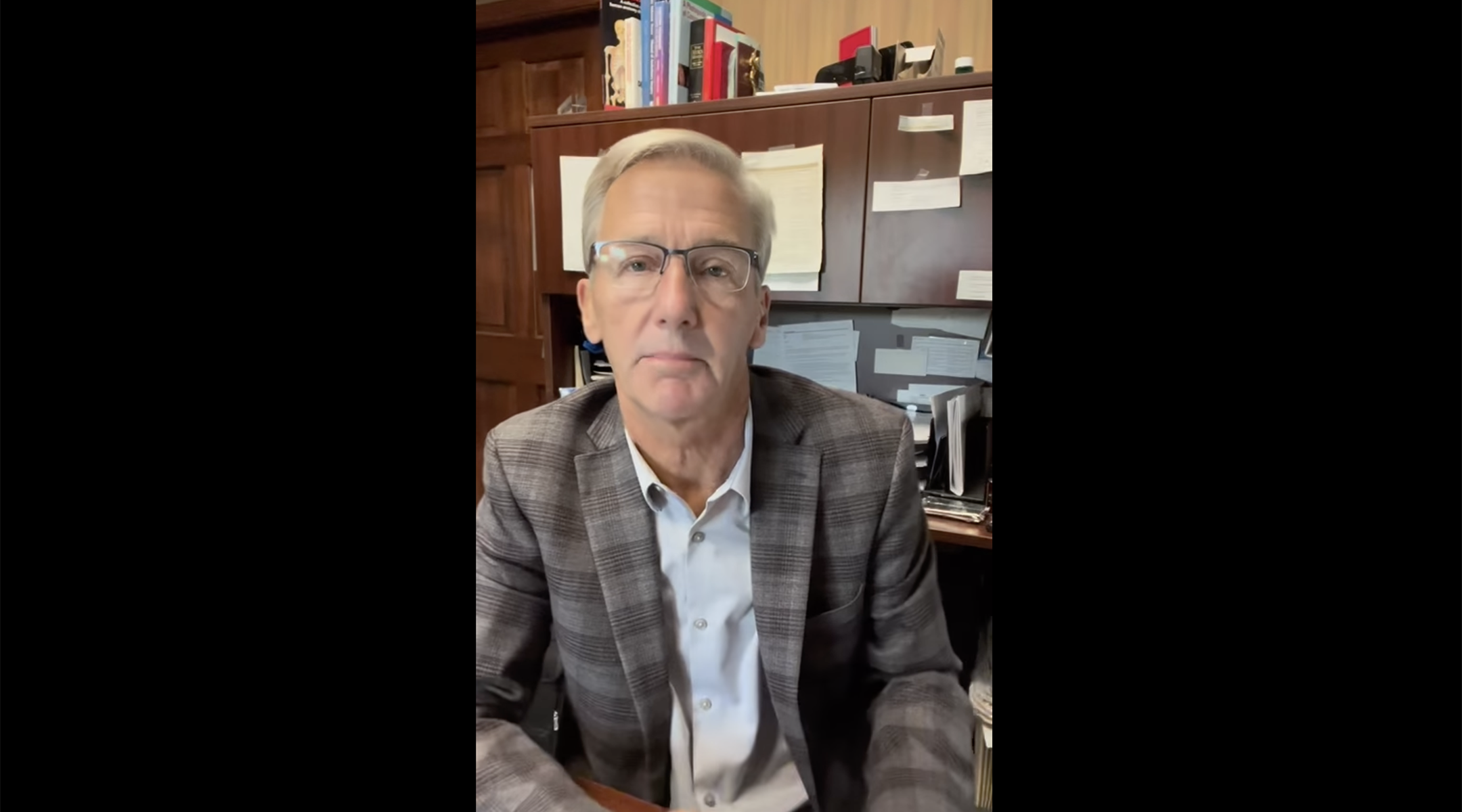 Scott Jensen, the 2022 Republican nominee for governor of Minnesota, addresses criticism for comparing COVID-19 mask mandates to Krystallnacht in a Facebook video, Aug. 23, 2022. (Screenshot)