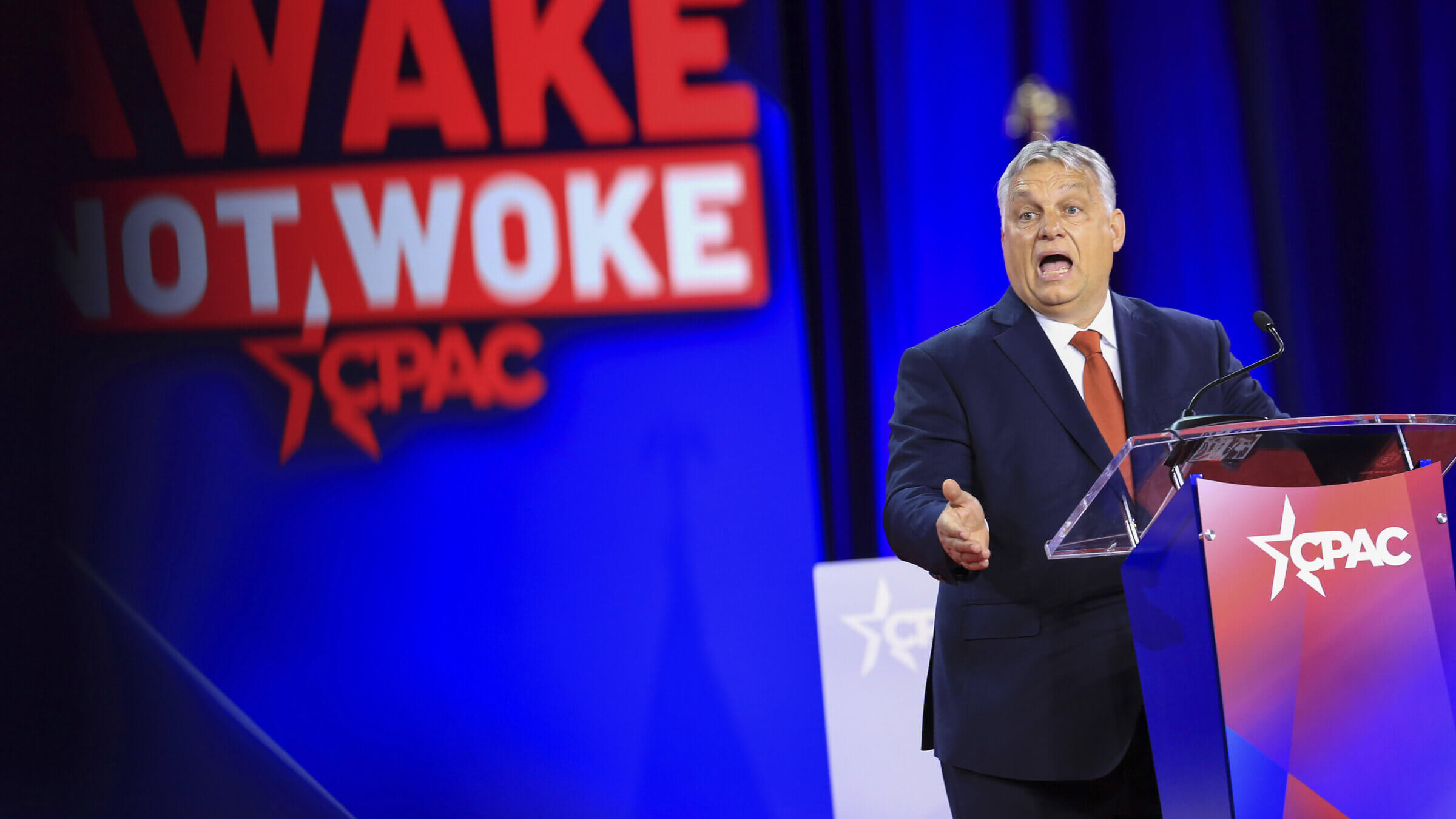 Viktor Orban, Hungary's prime minister, speaks during the Conservative Political Action Conference (CPAC) in Dallas, on Aug. 4, 2022.