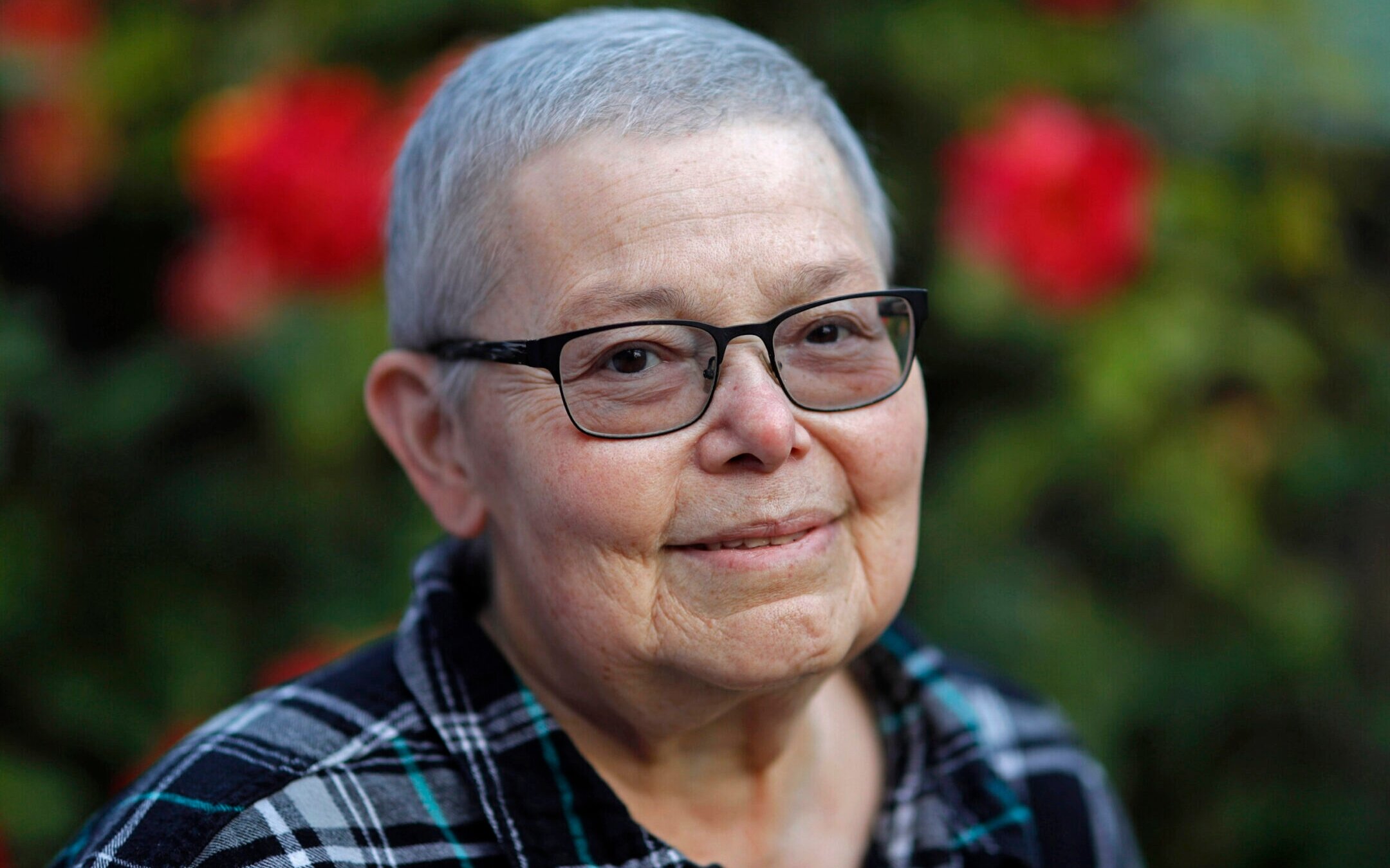 Lesbian author, poet and playwright Elana Dykewomon, photographed at her home in Oakland, Calif., on May 1, 2022, died Aug. 7, 2022. (Jane Tyska/Digital First Media/East Bay Times via Getty Images)