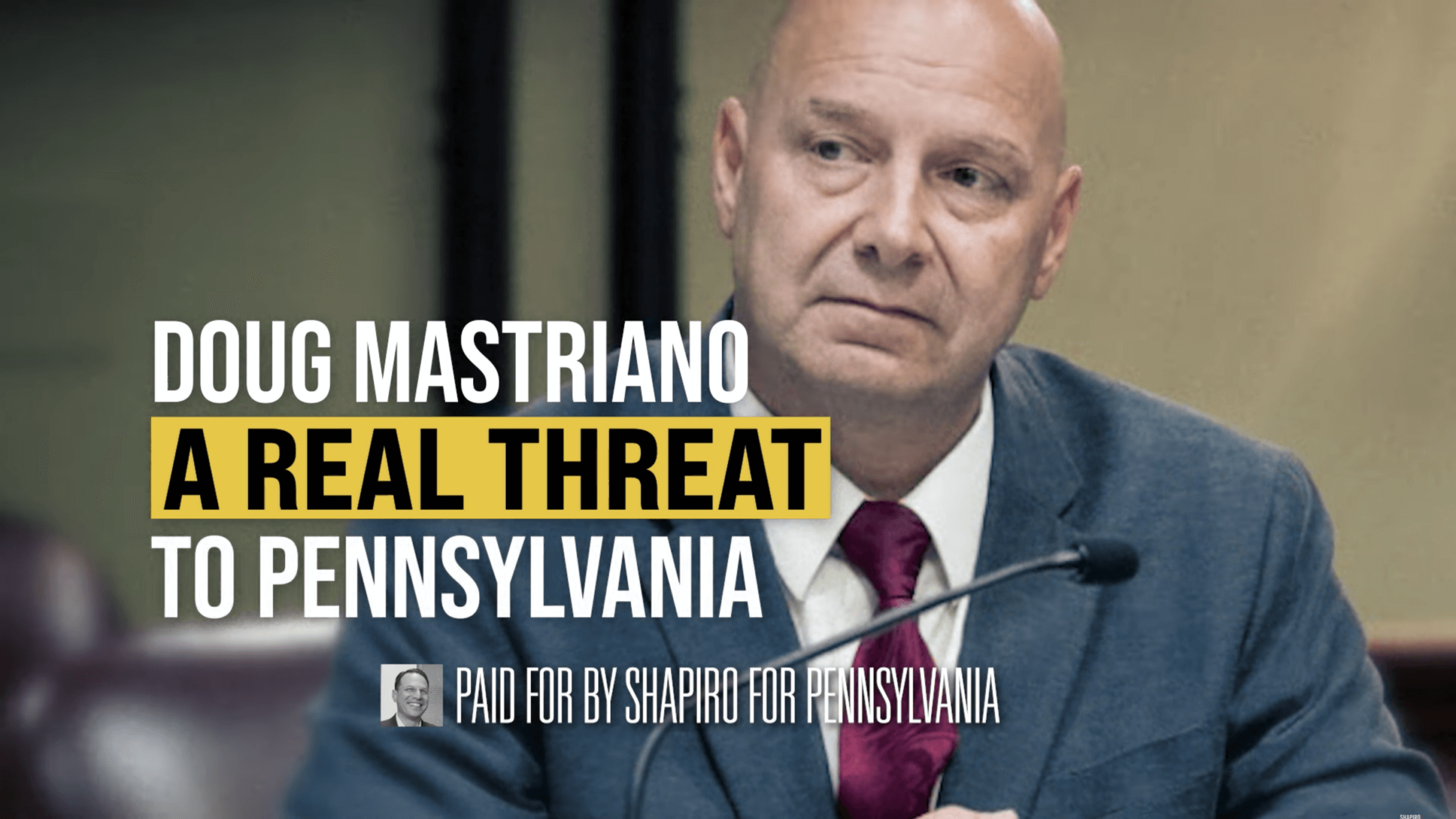 A Josh Shapiro campaign ad calls Doug Mastriano, the GOP gubernatorial nominee, a "real threat" 
