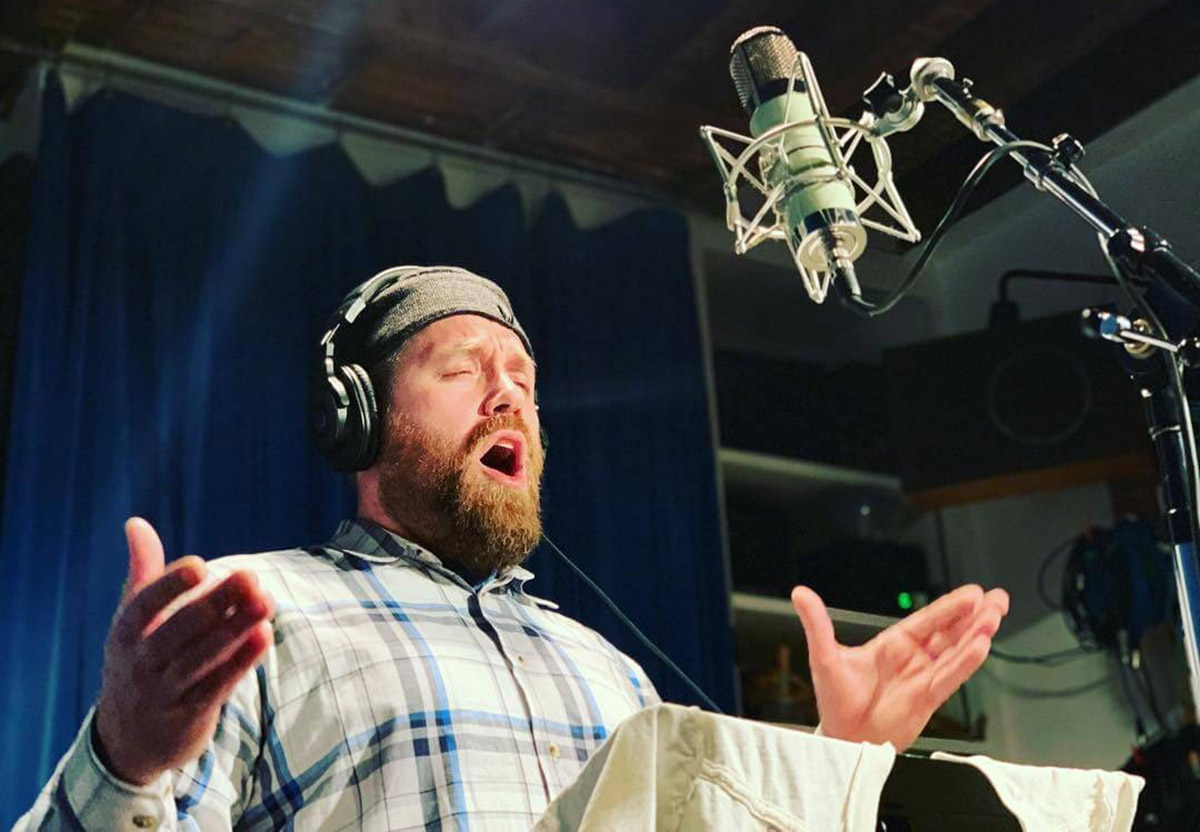 Yoel Kohn recording the album 'Golden Ages: Brooklyn Chassidic Cantorial Revival Today.' (Tatiana McCabe)