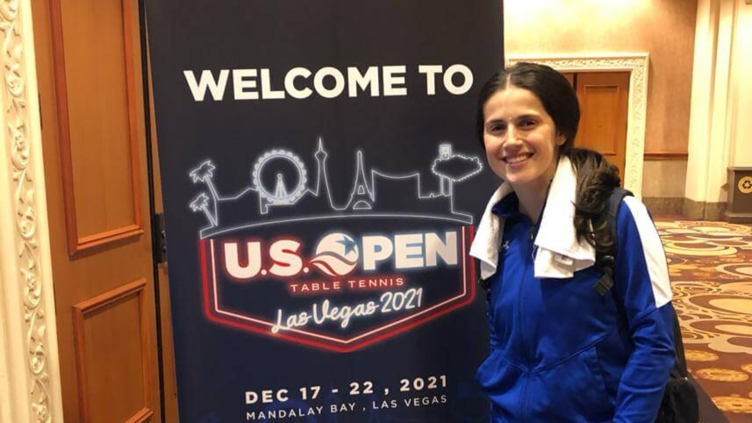 Estee Ackerman, an Orthodox ping-pong champ, at Las Vegas'
US Open Table Tennis tournament in 2021