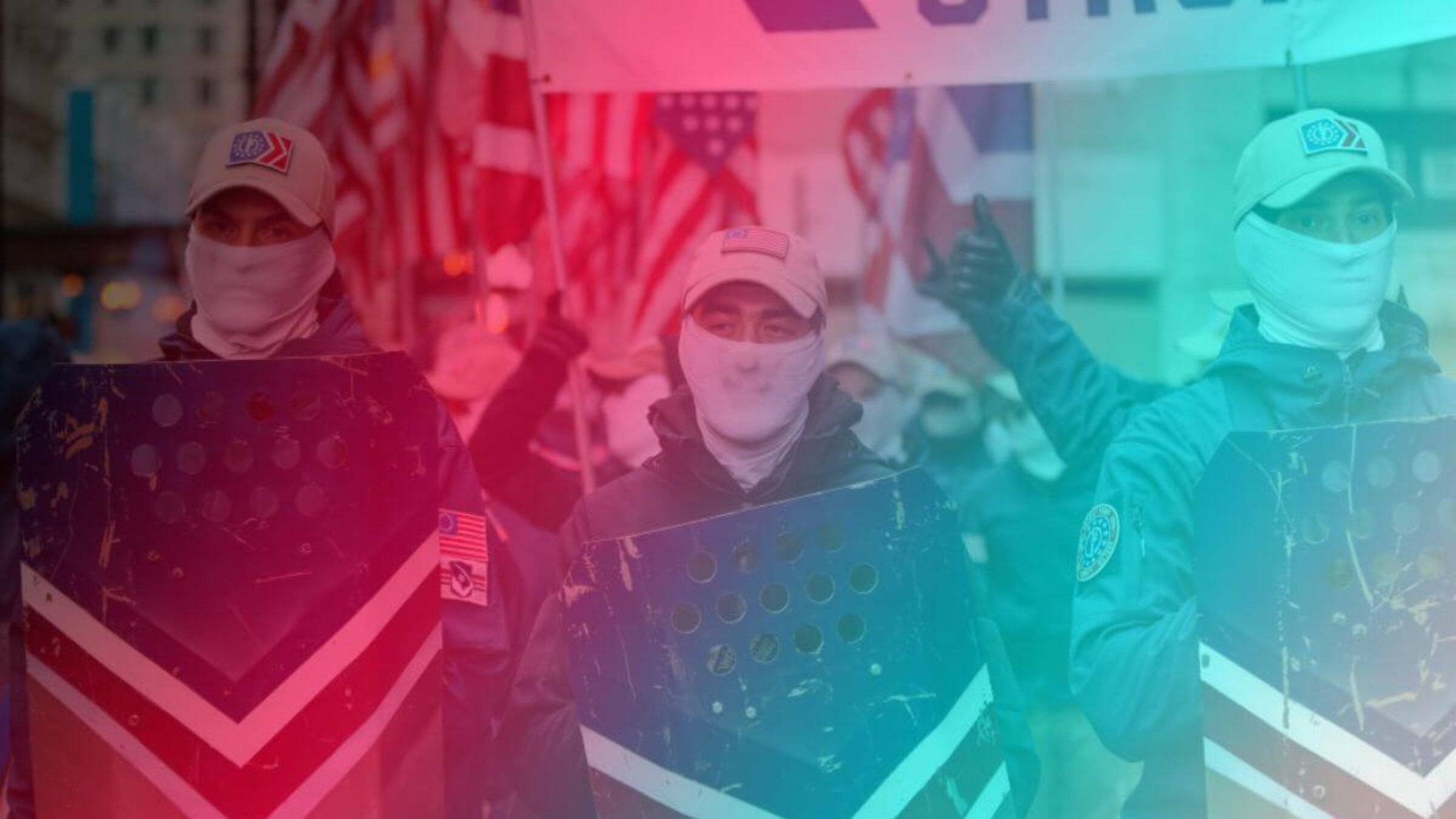 The white nationalist group Patriot Front attends the March For Life on January 8, 2022 in Chicago, Illinois. Libs of TikTok has directed them to target a Pride event in Coeur d'Alene, Idaho. 