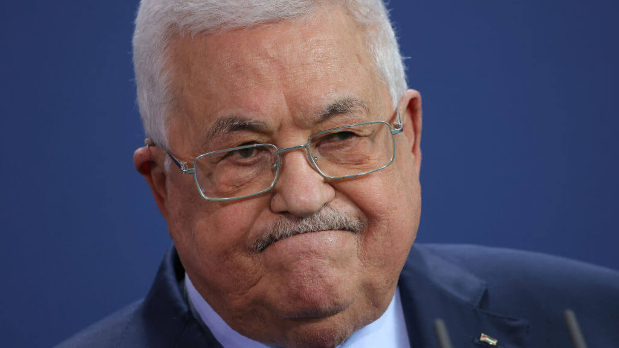Mahmoud Abbas, President of the Palestinian National Authority, speaks to the media with German Chancellor Olaf Scholz (not pictured) following talks at the Chancellery on August 16, 2022 in Berlin, Germany. 