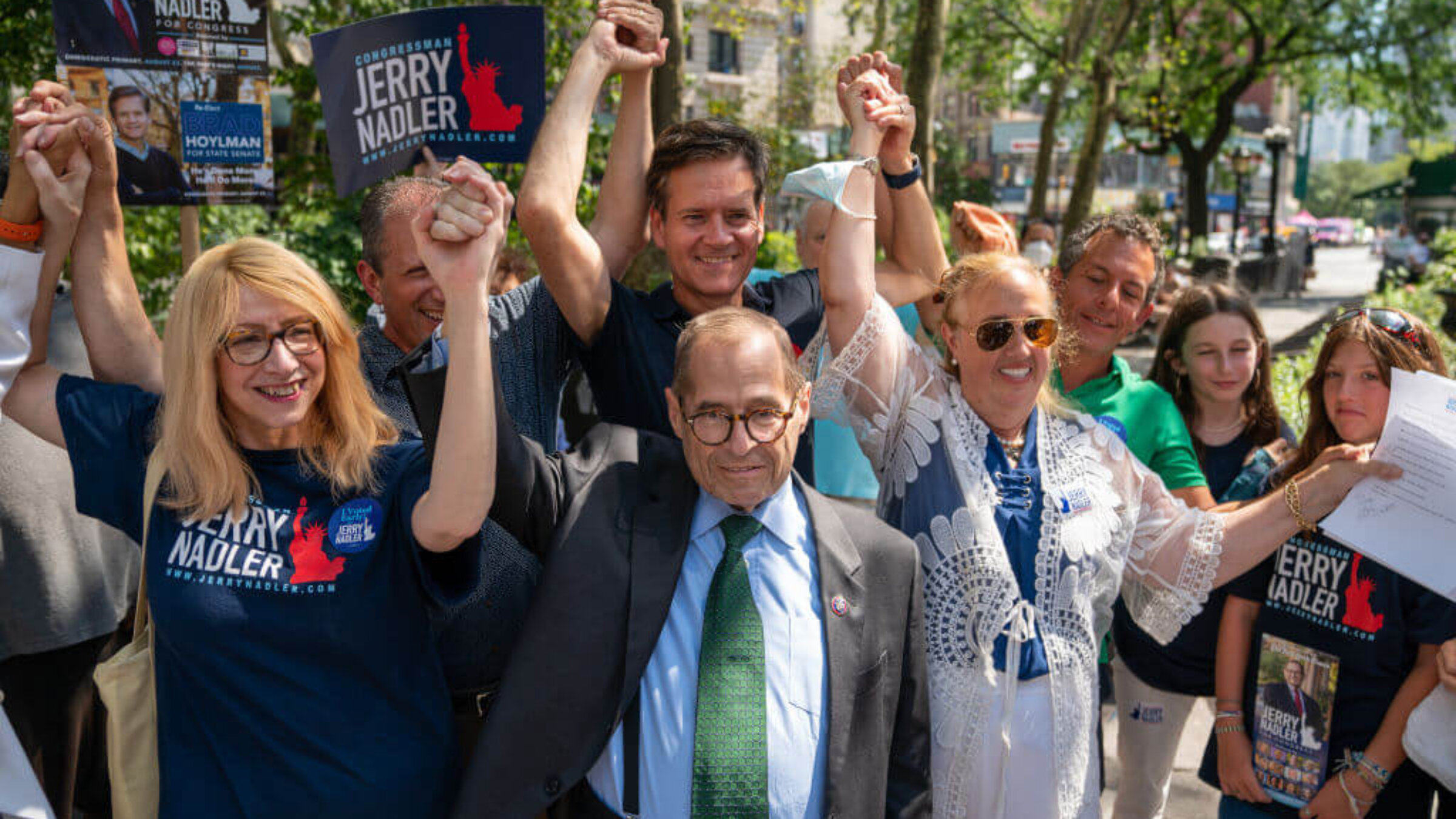 Rep. Jerry Nadler (D-NY) holds a campaign rally on the Upper West Side of Manhattan on Aug. 20, 2022 ,in New York City. 