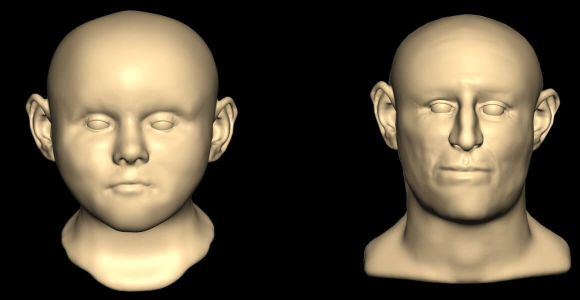 Computer-generated images of the victims found in the Norwich well.