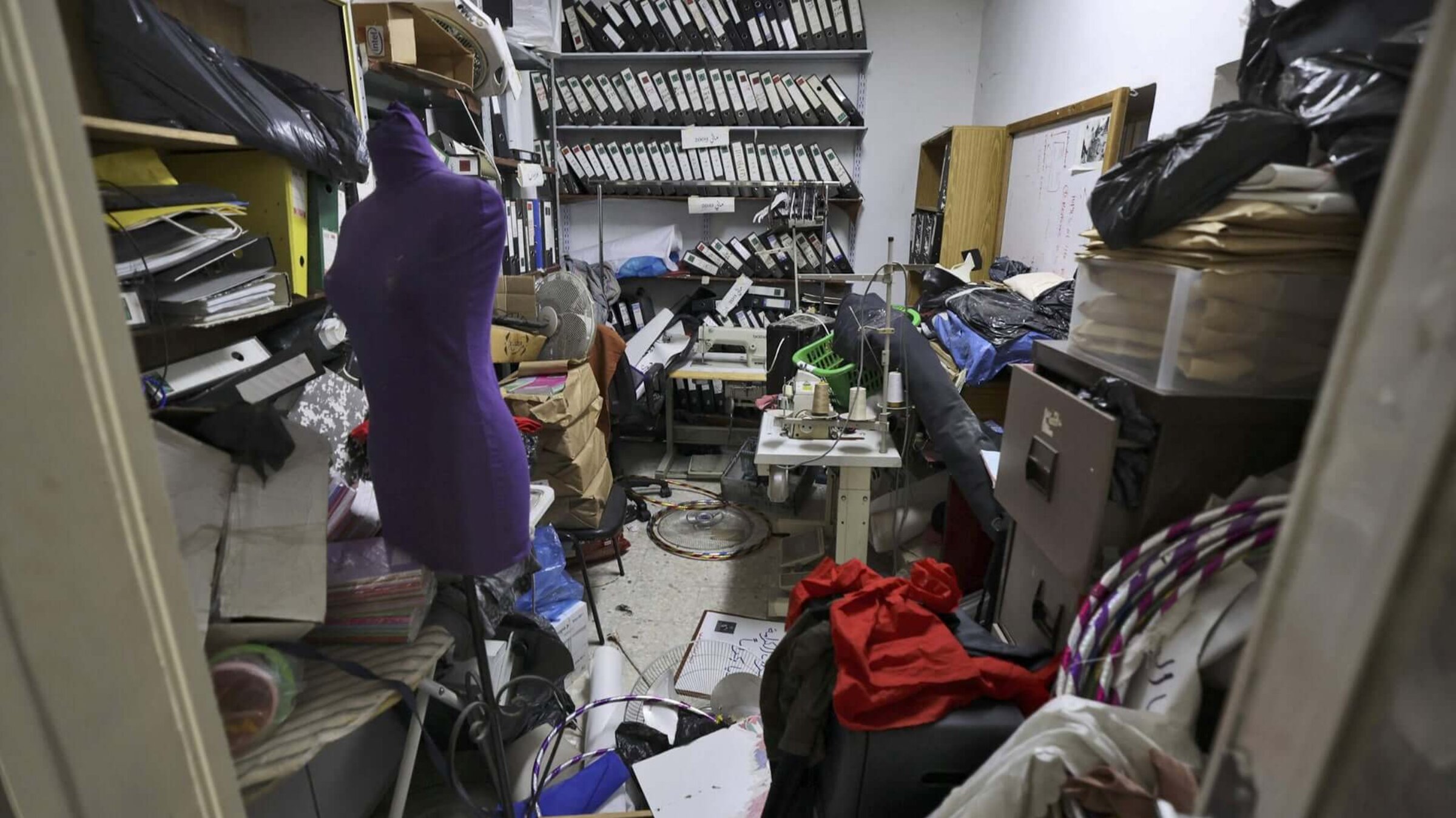 The premises of the Palestinian NGO Union of Palestinian Women's Committees in the West Bank city of Ramallah, after it was raided by Israeli forces on August 18, 2022.