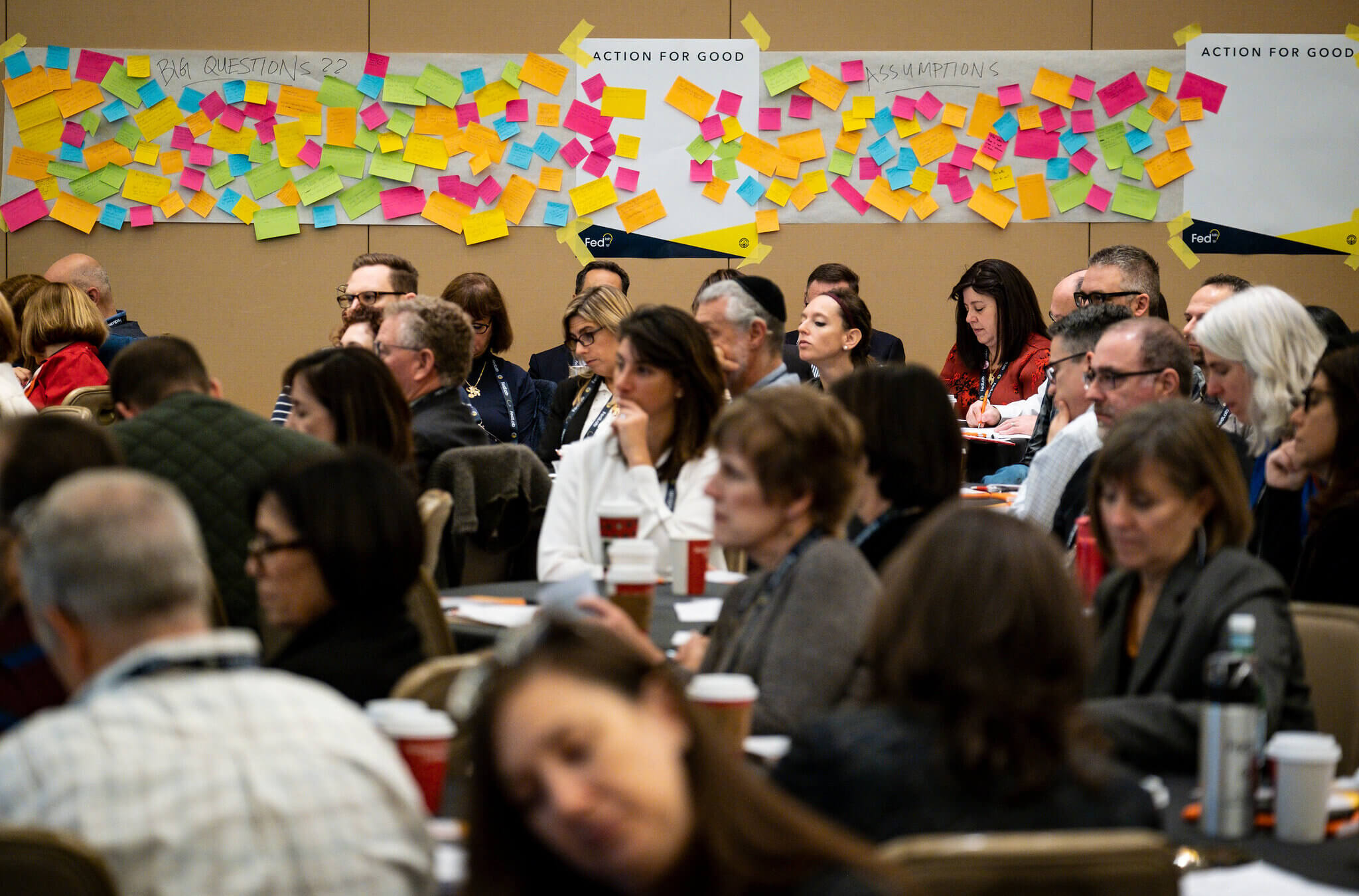 While women, pictured here at a Jewish Federations of North America gathering in 2019, have been hired for chief executive roles at many smaller and mid-size federations, they lag far behind men in the top job at major city federations.