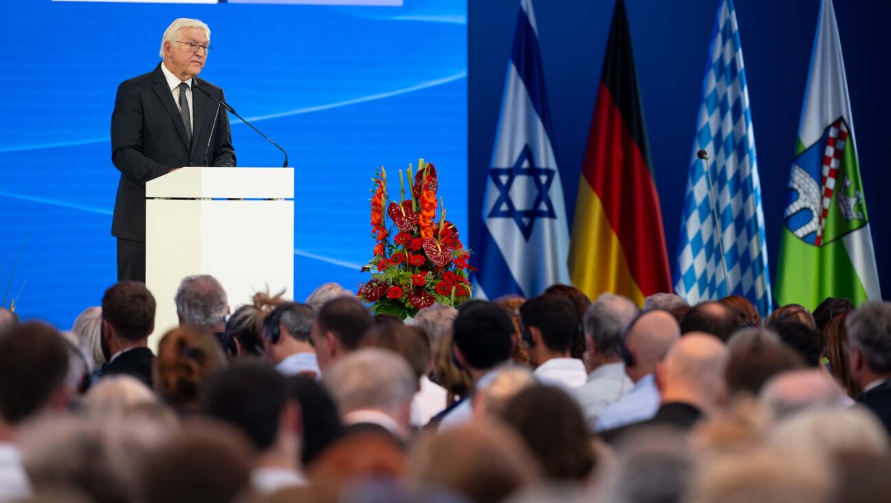 German President Frank-Walter Steinmeier speaks at a commemoration ceremony to mark the 50th anniversary of the attack on Israeli athletes at the 1972 Munich Olympics. (Sven Hoppe/picture alliance via Getty Images)