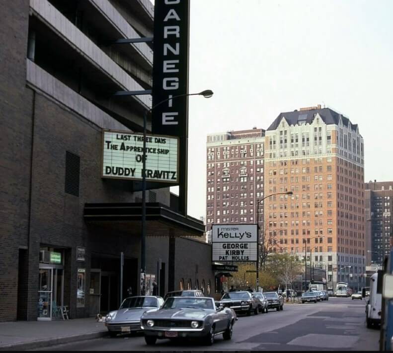 Chicago's Carnegie Theatre in the 1970s, where the author was forced to work on Rosh Hashanah.