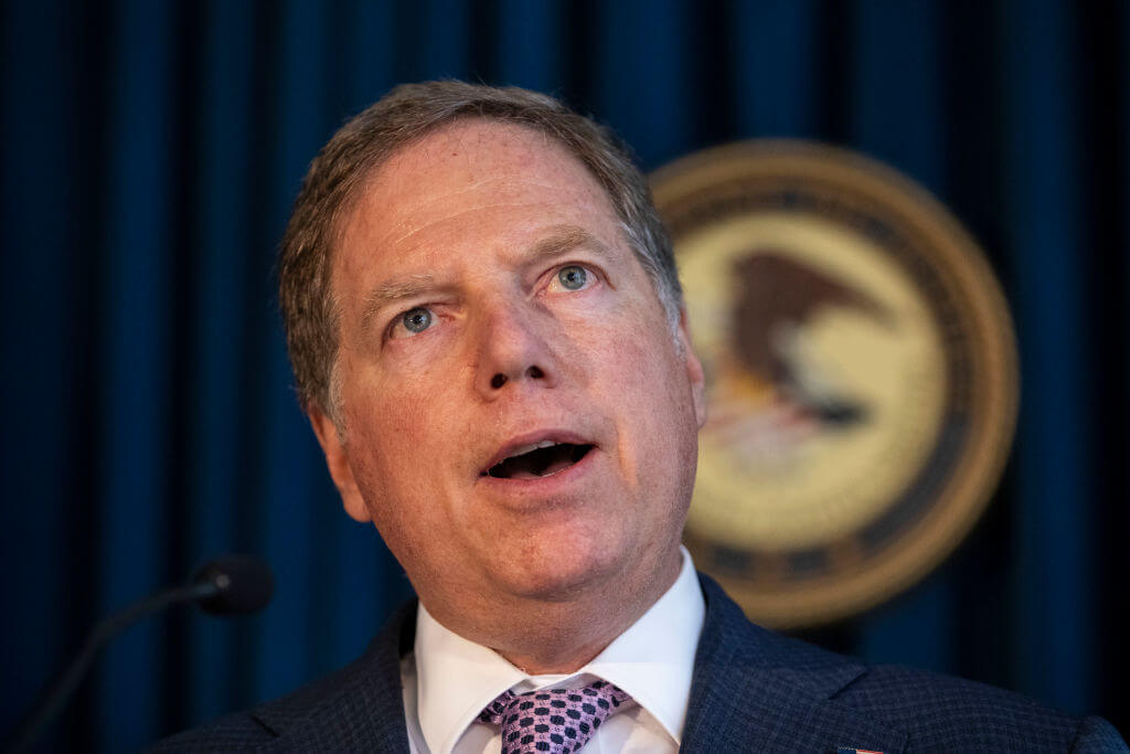 Geoffrey Berman, U.S. Attorney for the Southern District of New York, speaks during a press conference on Oct. 10, 2019.