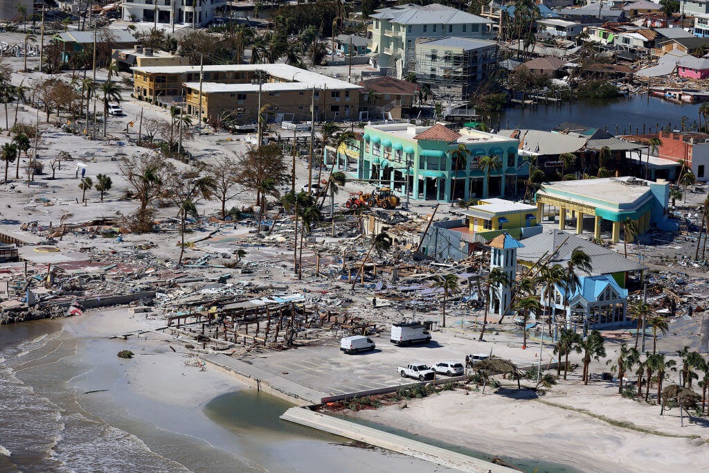 Fort Myers Beach was one of the hardest hit areas when Hurricane Ian made landfall Wednesday. (Getty)