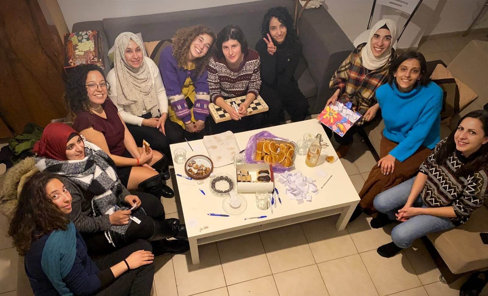Palestinian and Jewish women learn each others' native languages at Spoken Jerusalem-ese, a group that organizes conversation circles and field trips. 