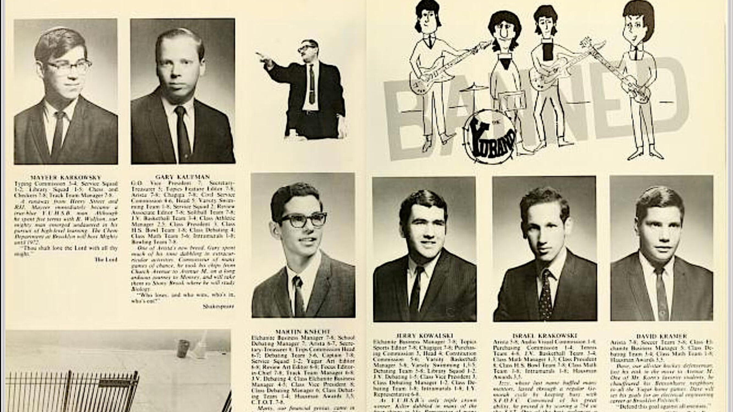 The yearbook for Jerry Kowalski's class of 1968. Kowalski's photo is third from right.